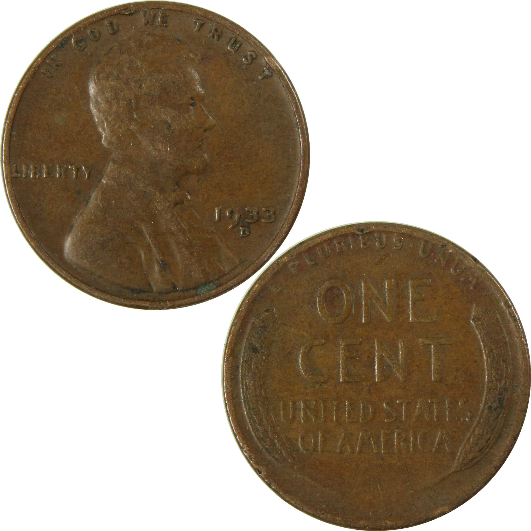 1933 D Lincoln Wheat Cent F Fine Penny 1c Coin Collectible SKU:I26729