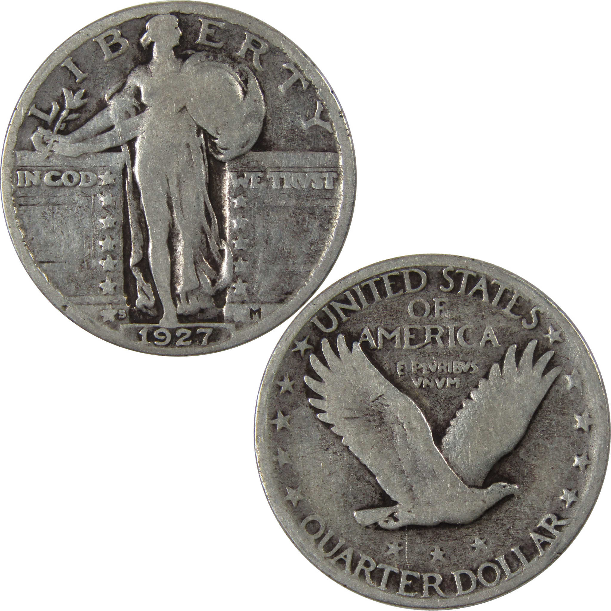 1927 S Standing Liberty Quarter G Good Silver 25c Coin SKU:I23462