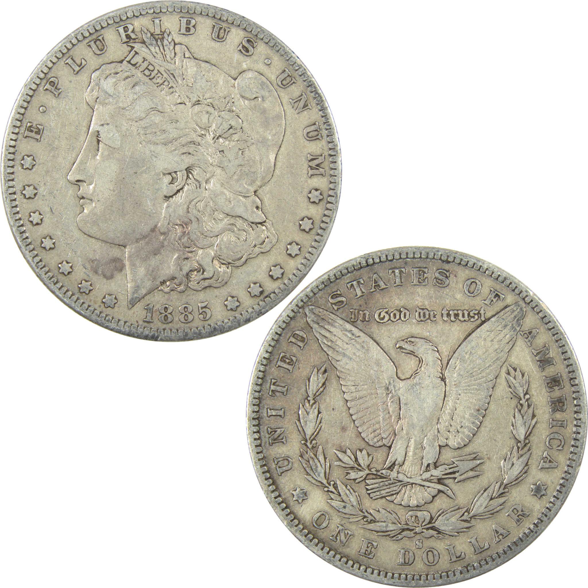 1885 S Morgan Silver Dollar VF Very Fine Details $1 Coin SKU:I24748 - Morgan coin - Morgan silver dollar - Morgan silver dollar for sale - Profile Coins & Collectibles
