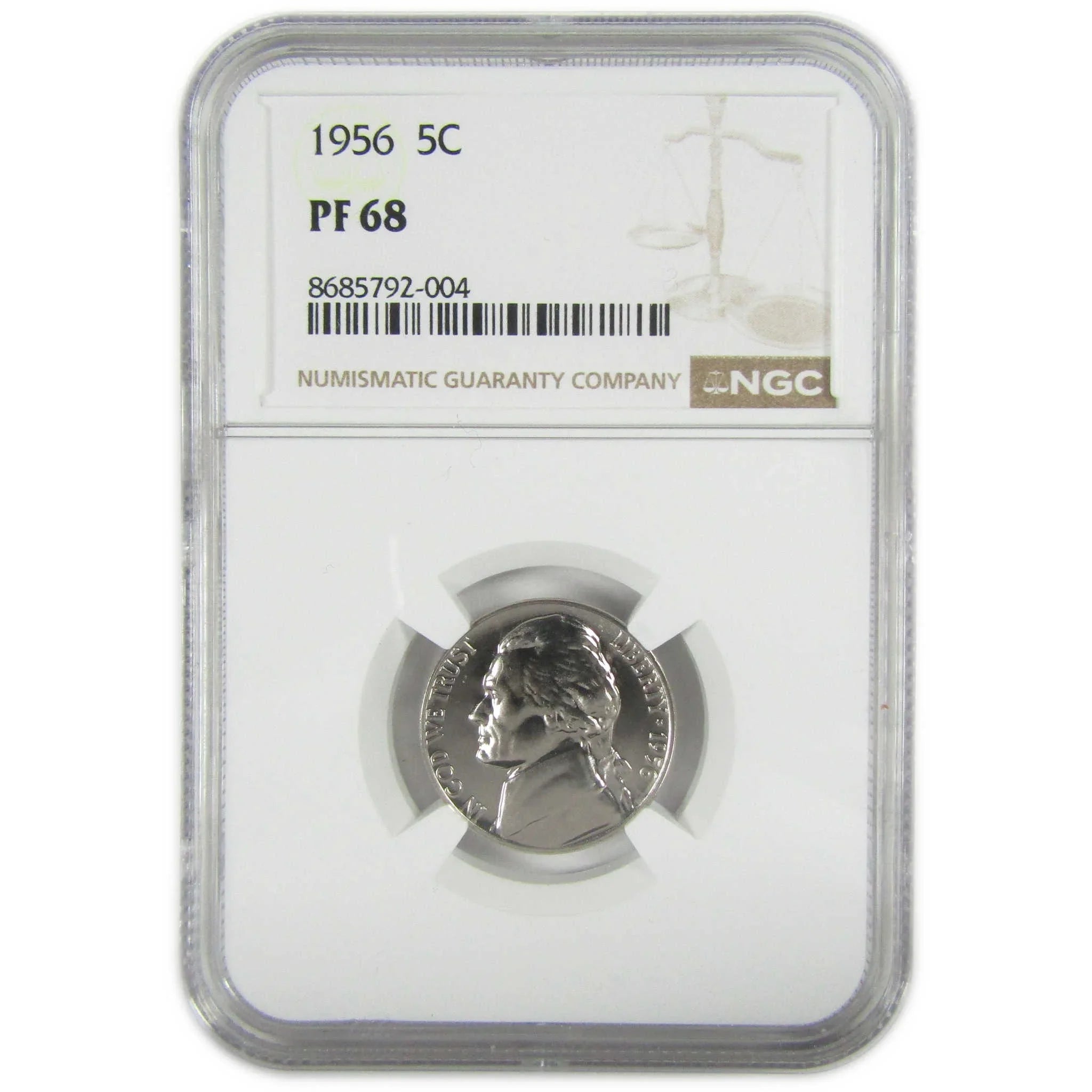 1956 Jefferson Nickel PF 68 NGC Proof 5c Coin Collectible SKU:I27383