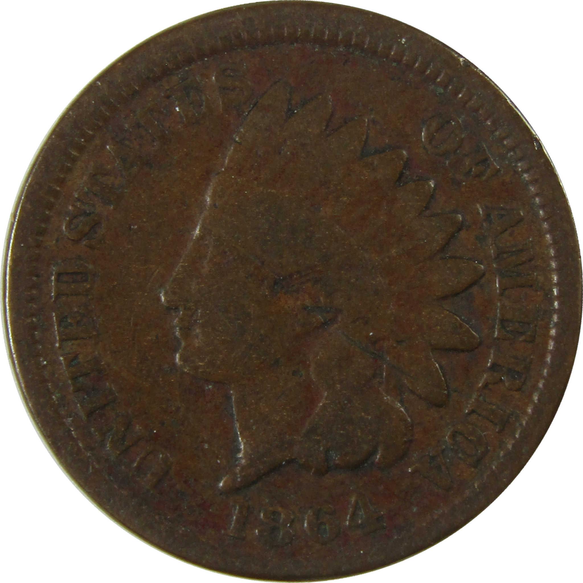 1864 Indian Head Bronze Cent G Good Details Penny 1c Coin SKU:I27676