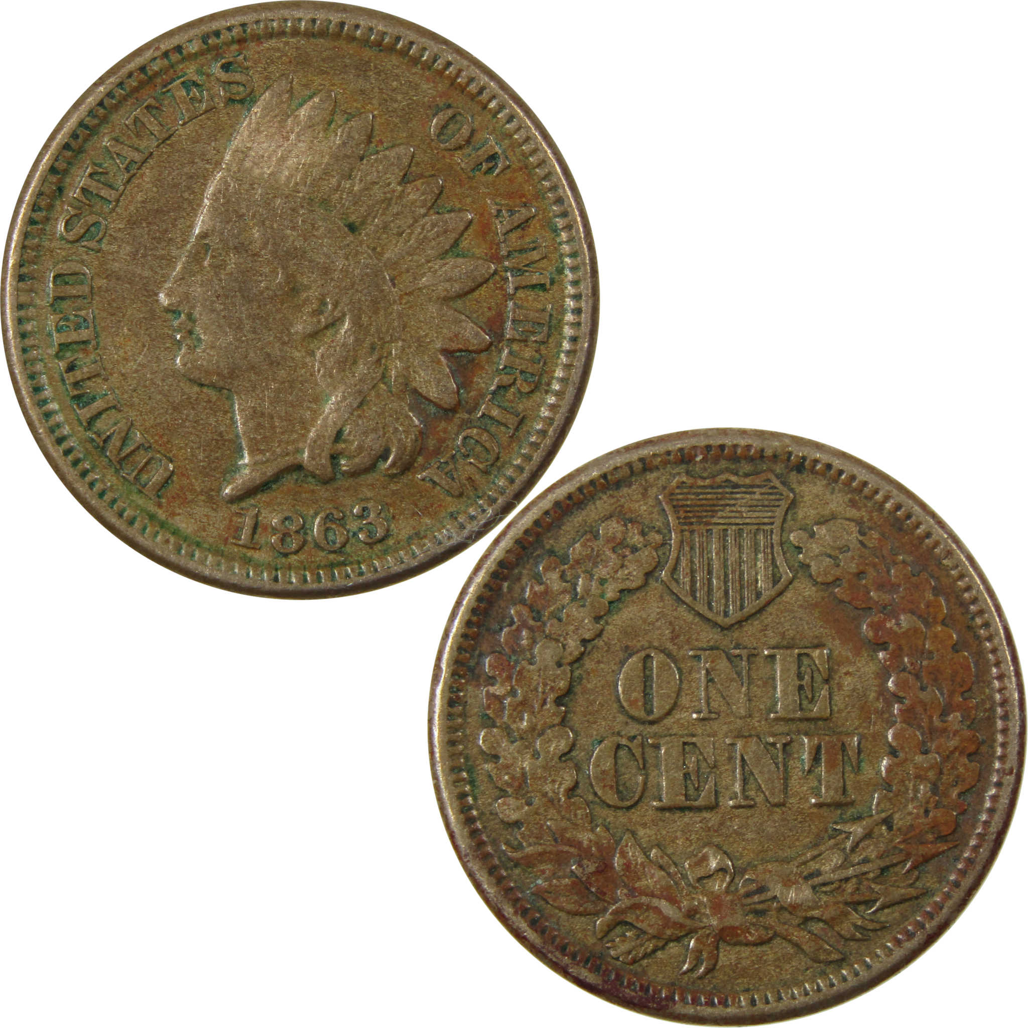 1863 Indian Head Cent VF Very Fine Details Penny 1c Coin SKU:CP1174