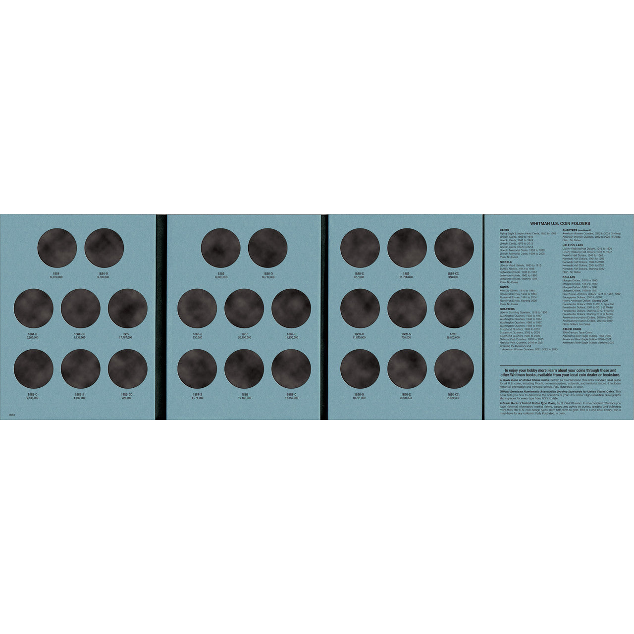 Whitman Morgan Silver Dollar Coin Folder Collection #2 1884-1890