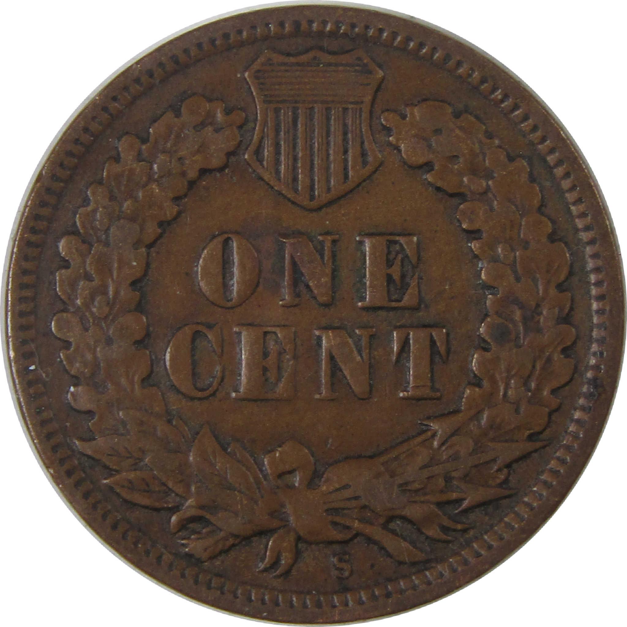 1908 S Indian Head Cent F Fine Penny 1c Coin SKU:I18121