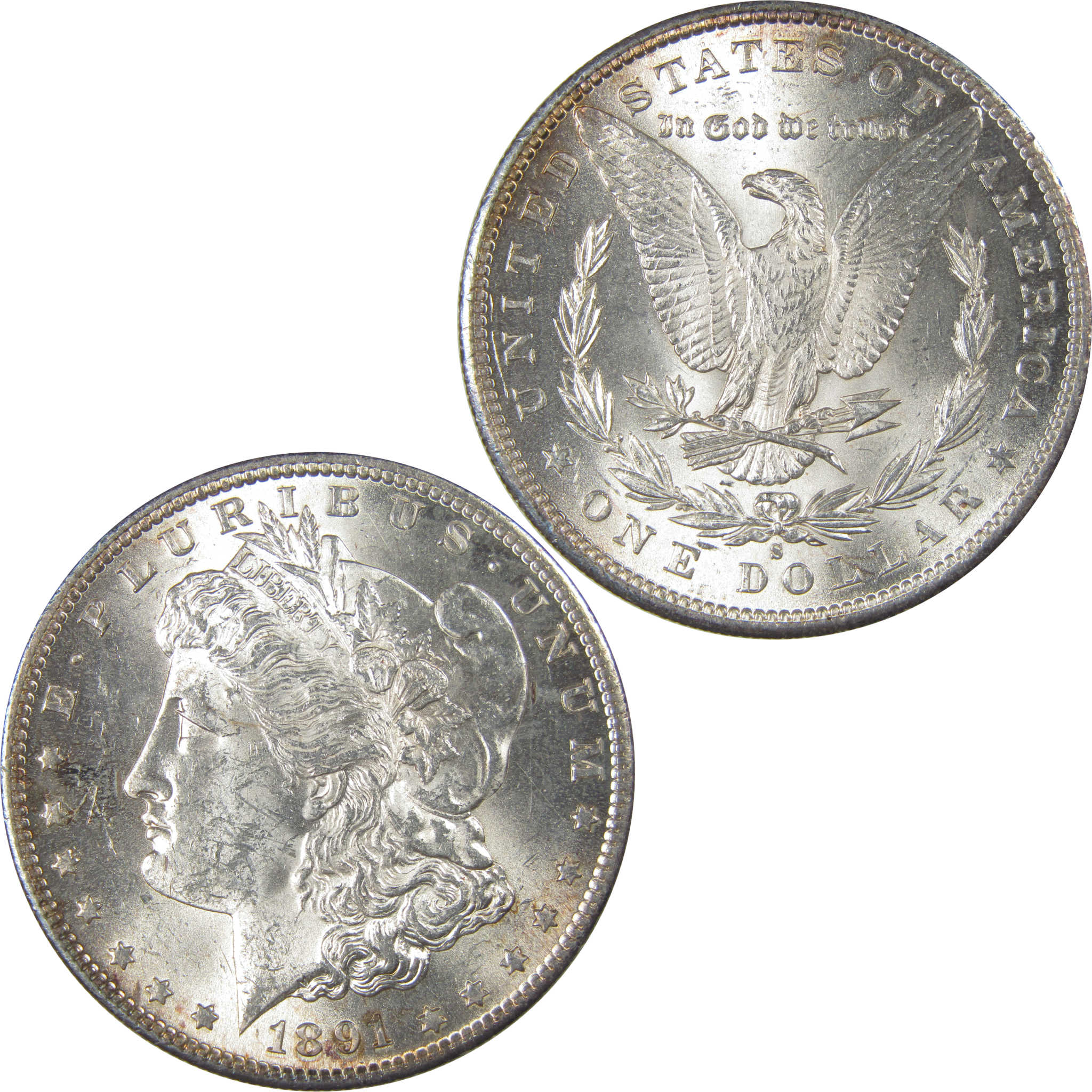1891 S Morgan Silver Dollar Uncirculated Mint State $1 Coin SKU:I24228 - Morgan coin - Morgan silver dollar - Morgan silver dollar for sale - Profile Coins & Collectibles