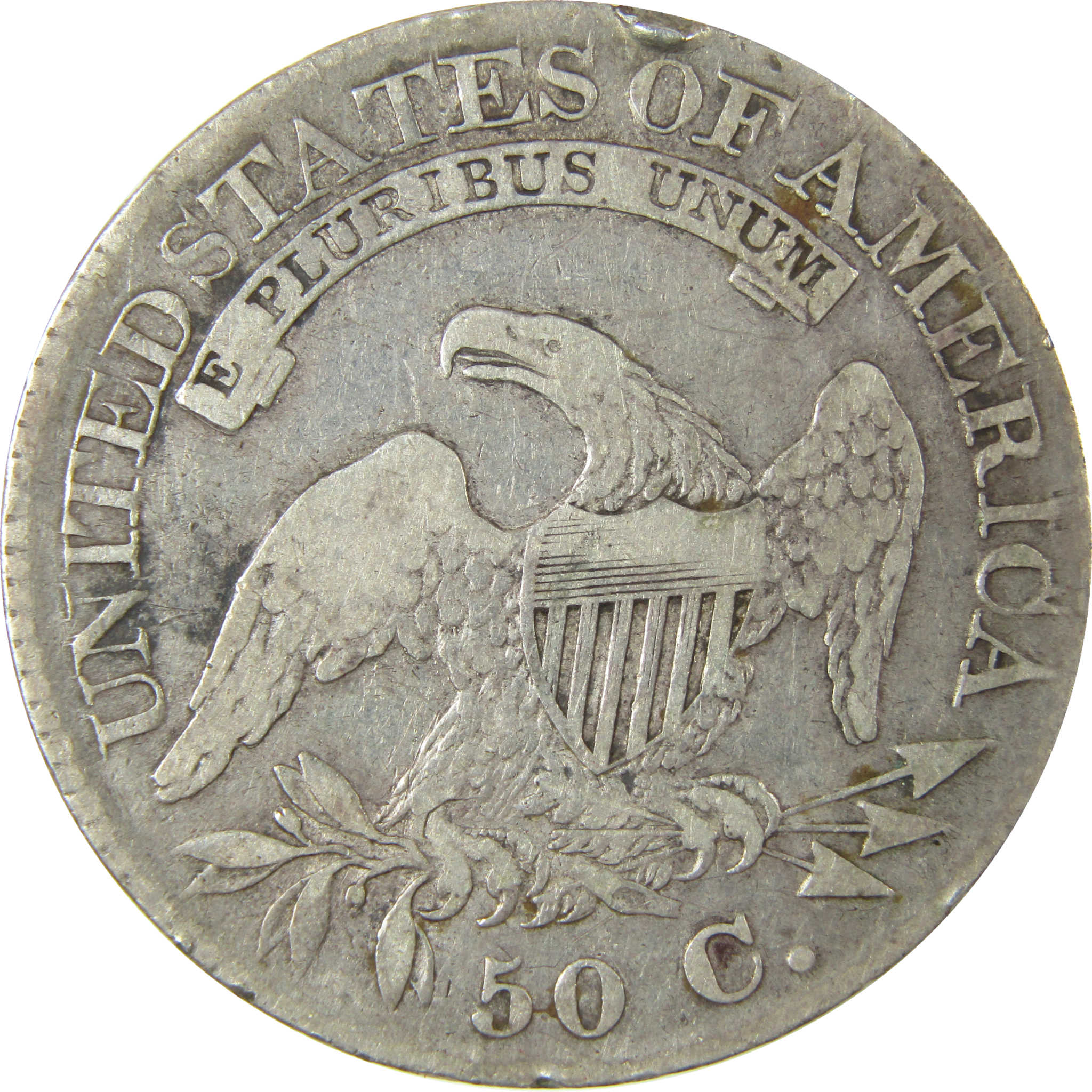 1825 Capped Bust Silver 50c VG Very Good Details SKU:CP1502