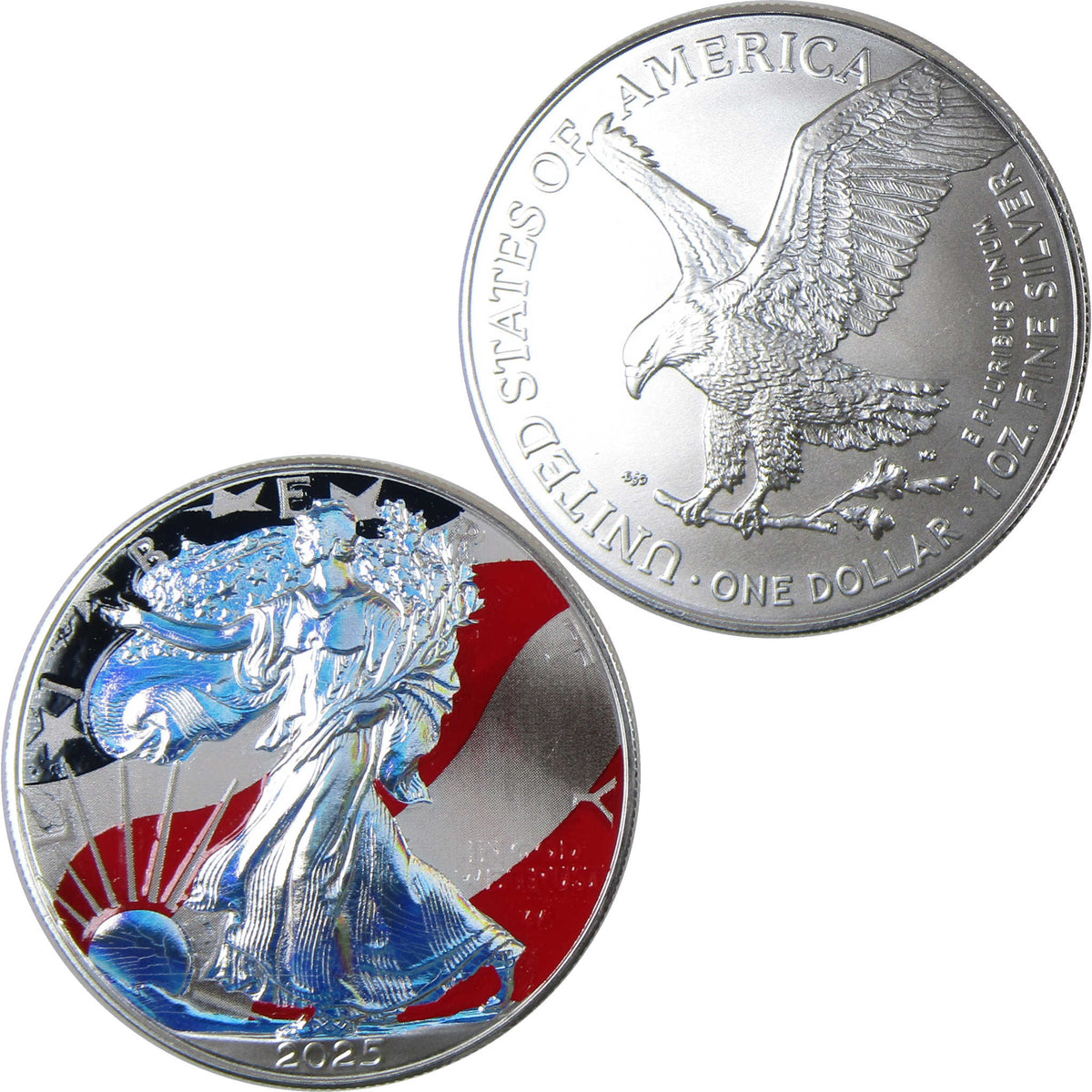 2025 Stars and Stripes Colorized and Hologram American Silver Eagle