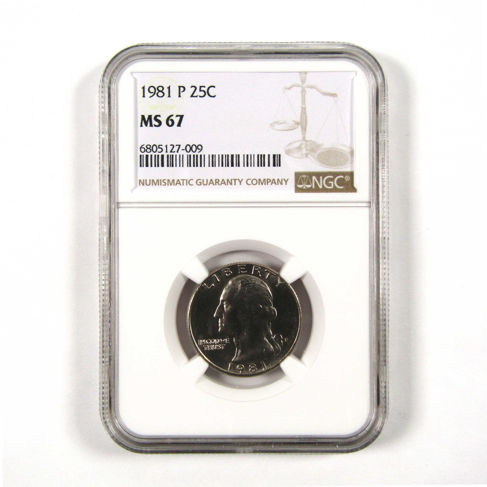 1981 P Washington Quarter MS 67 NGC Clad 25c Uncirculated SKU:I9541