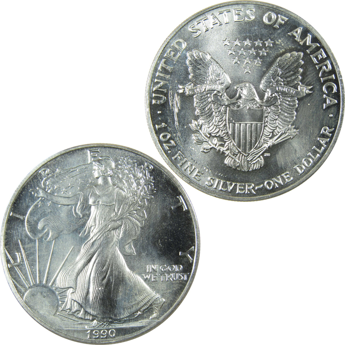 1990 American Silver Eagle Uncirculated Mint State $1 Coin SKU:CP1512