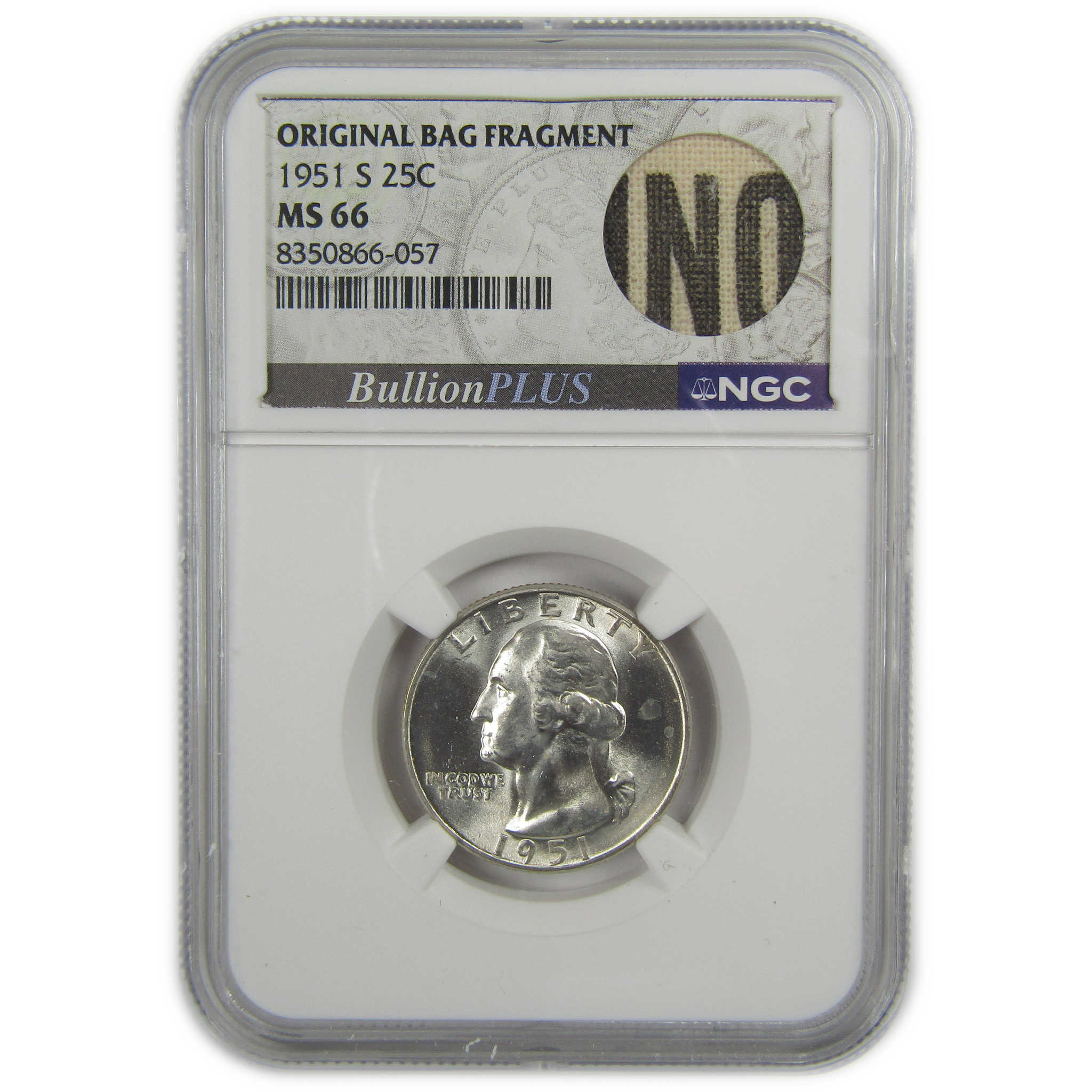 1951 S Washington Quarter MS 66 NGC Silver Bag Fragment SKU:I20521