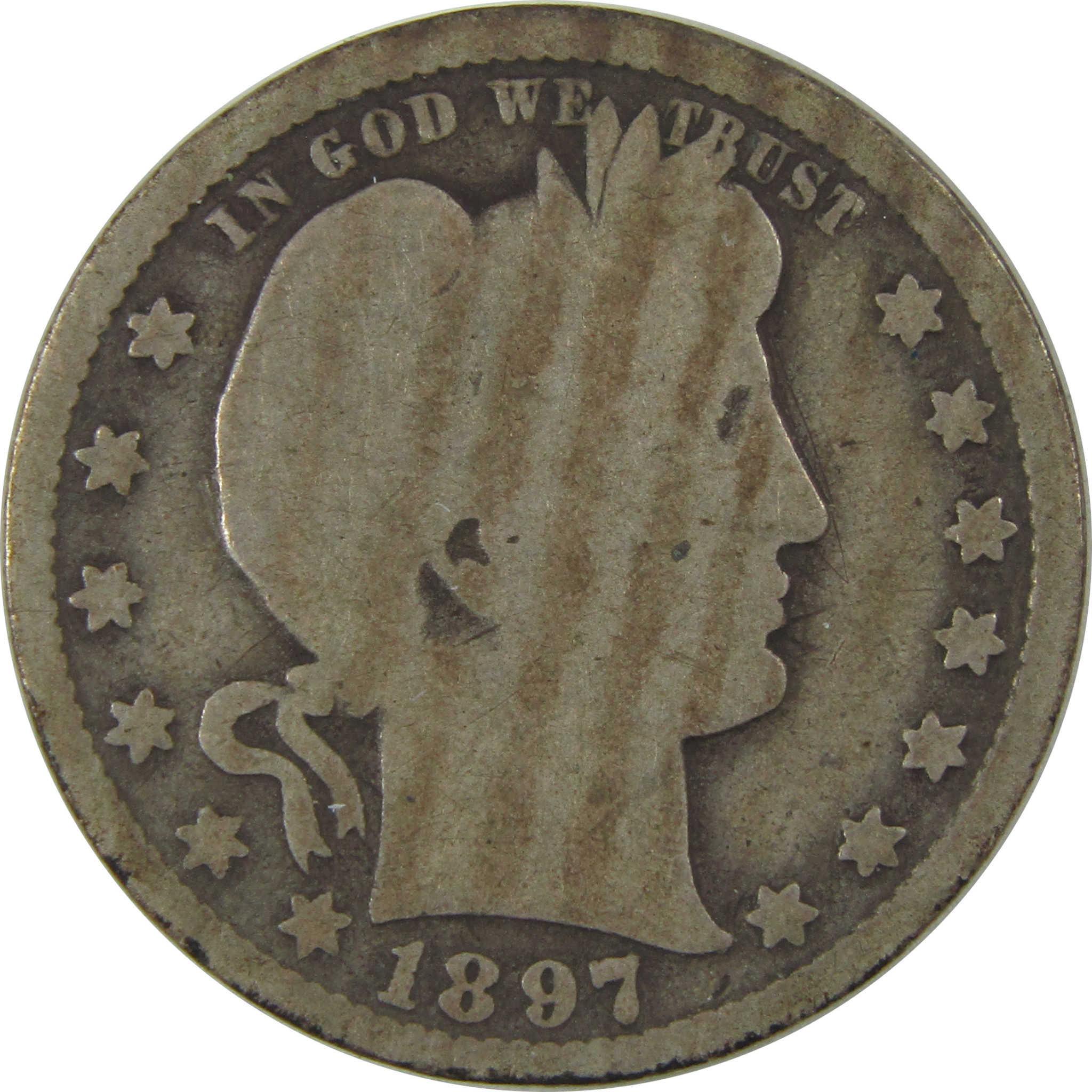 1897 O Barber Quarter G Good Silver 25c Coin SKU:I20079
