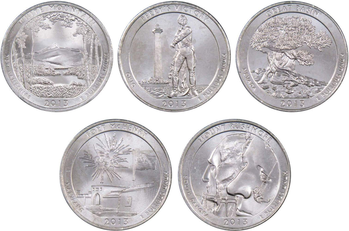 2013 P Quarter 5 Coin Set Clad Uncirculated Mint State 25c Collectible