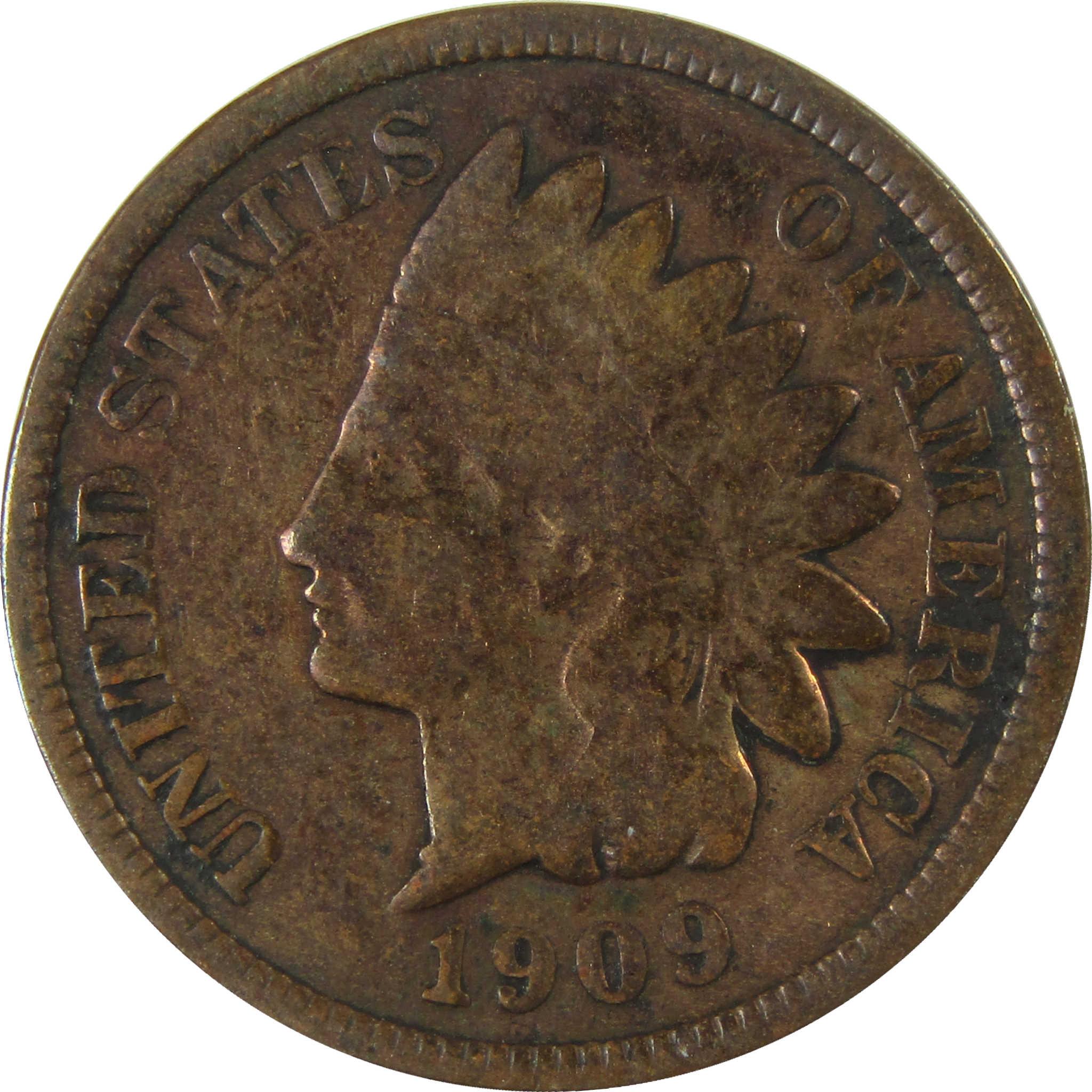 1909 Indian Head Cent G Good Details Penny 1c Coin SKU:I26999