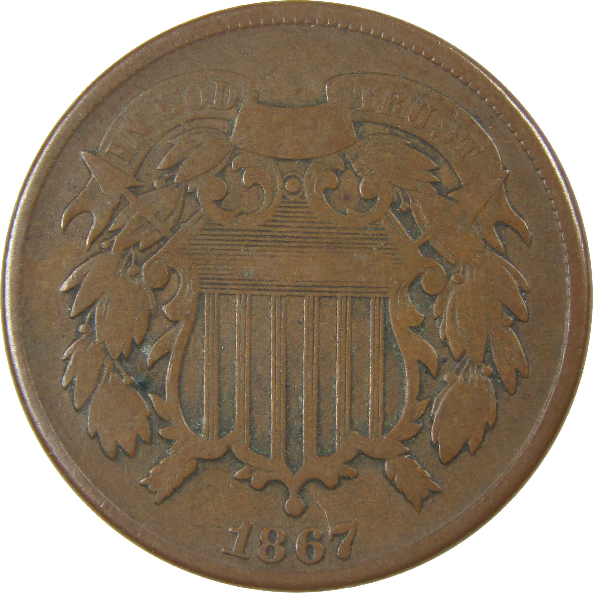 1867 Two Cent Piece VG Very Good 2c Coin