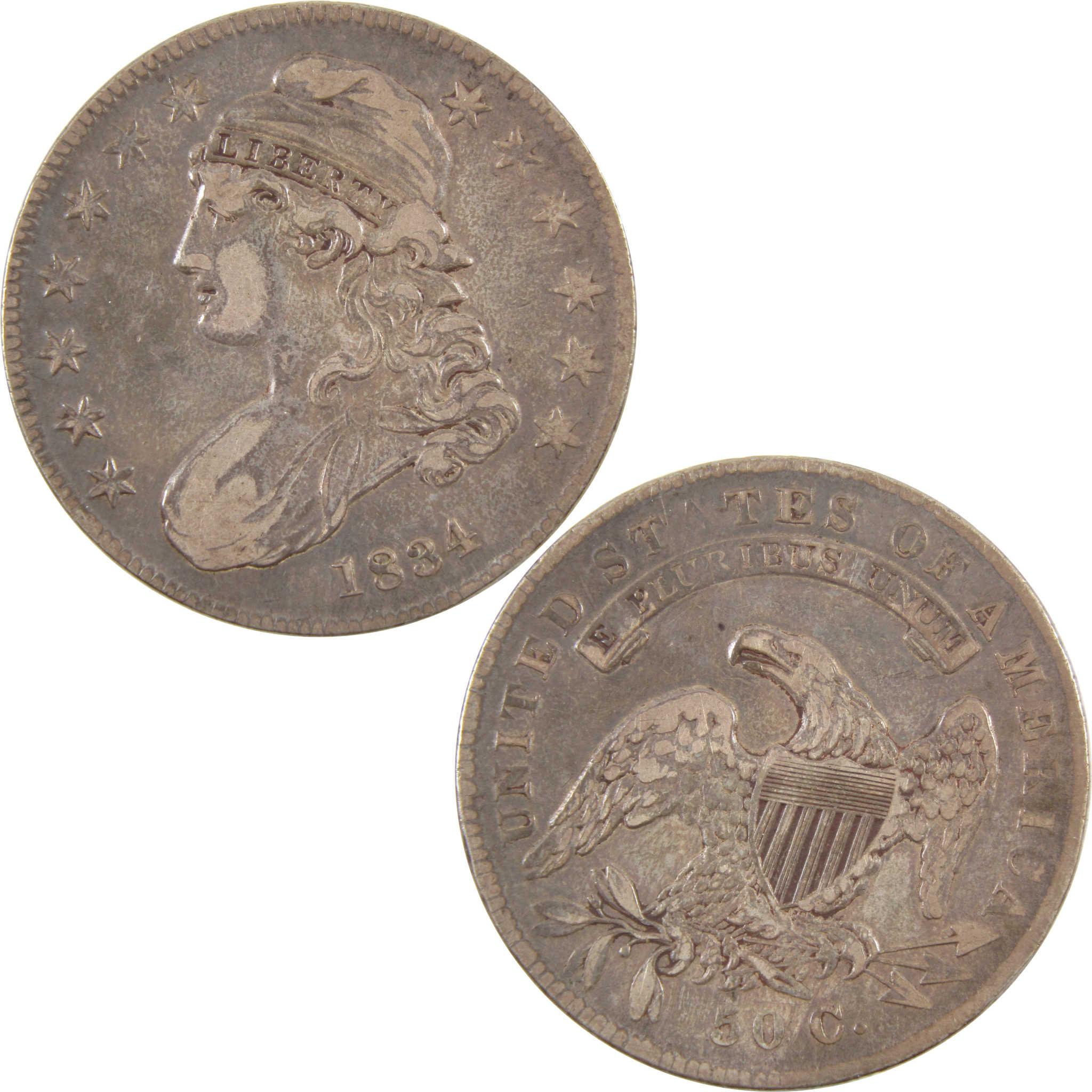1834 Sm Date/Letters Lg Stars Capped Bust 50c VF/XF SKU:I11160