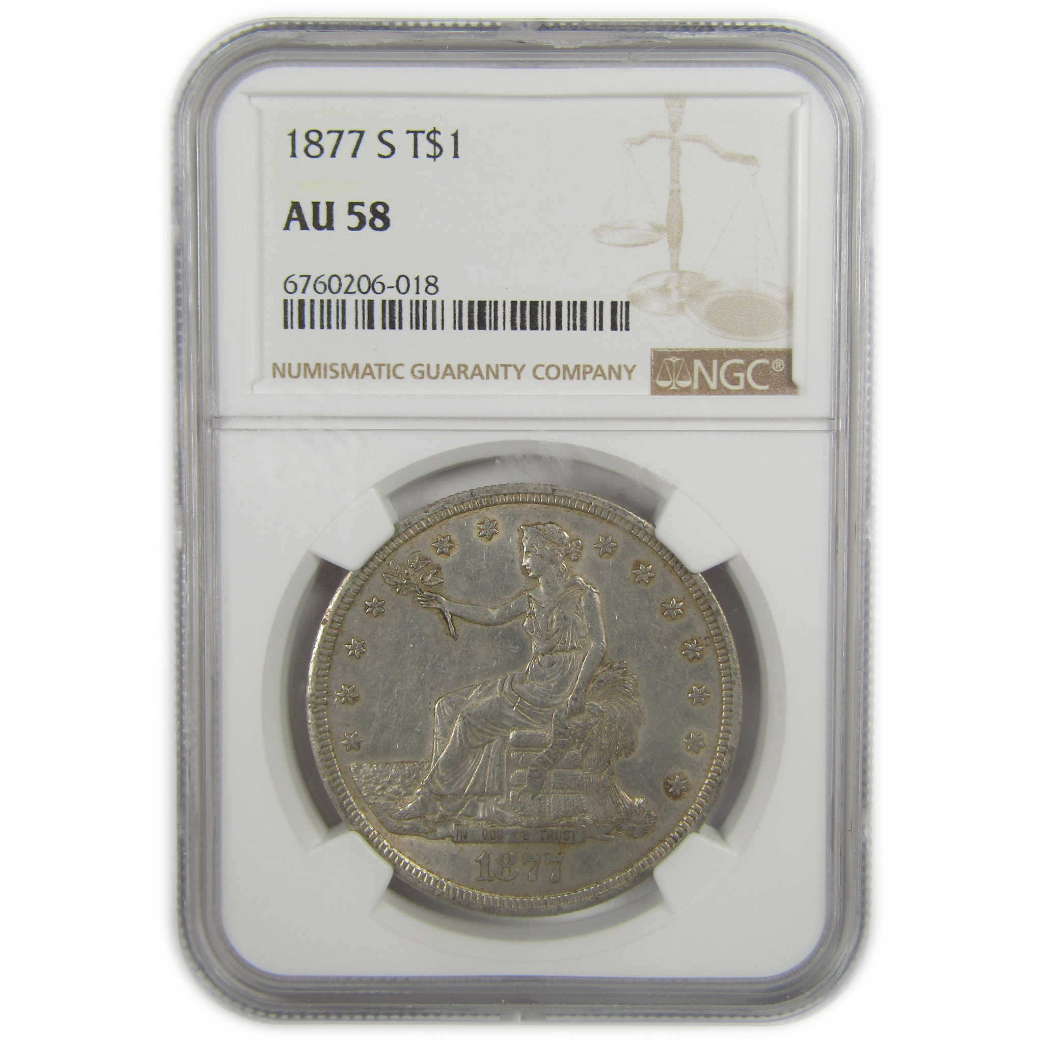 1877 S Trade Dollar AU 58 NGC Silver $1 Coin SKU:I22004