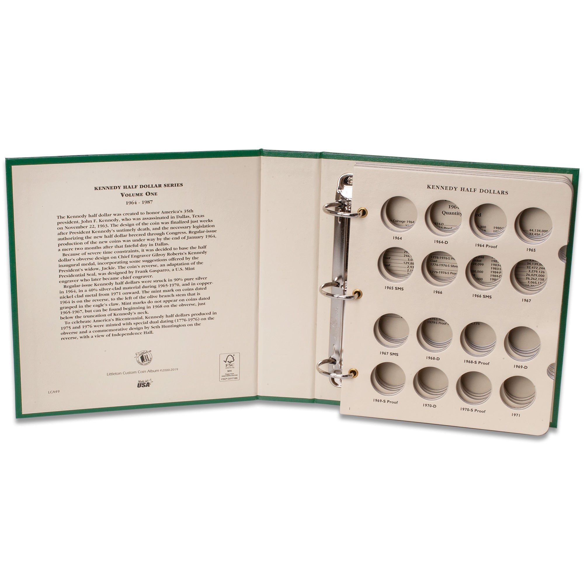 1964-1987 Kennedy Half Dollar Coin Album Volume 1 Littleton Coin