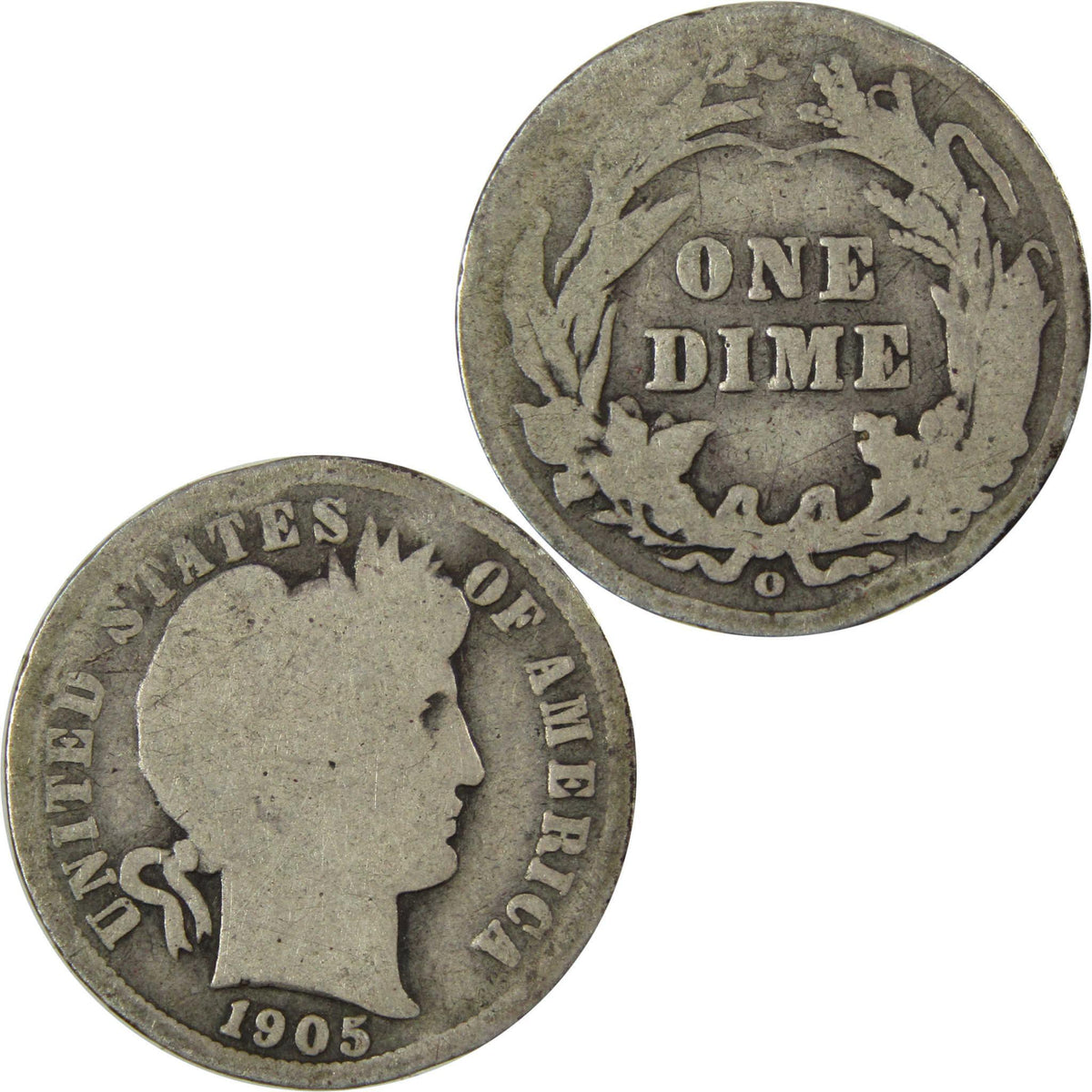 1905 O Micro O Barber Silver Dime G Good Details 10c Coin SKU:I26637