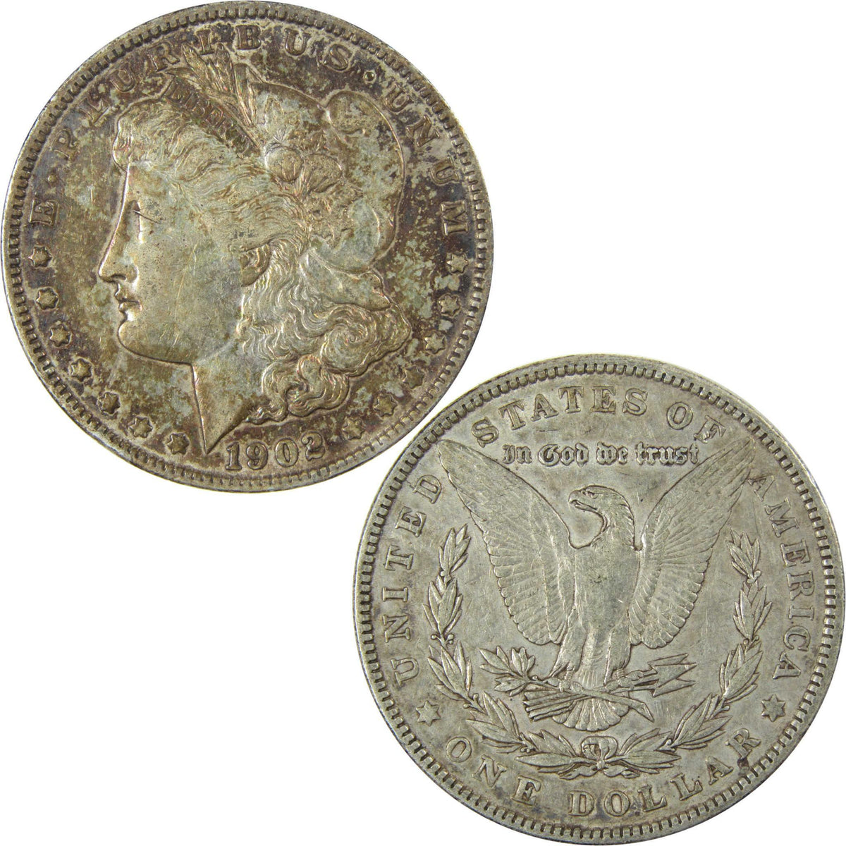 1902 Morgan Silver Dollar XF EF Extremely Fine $1 Coin Toned SKU:CP669