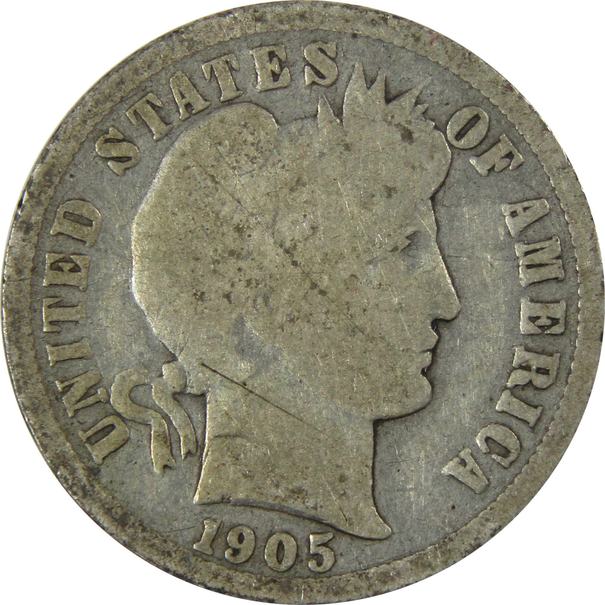 1905 O Micro O Barber Silver Dime G Good Details 10c Coin SKU:I26615