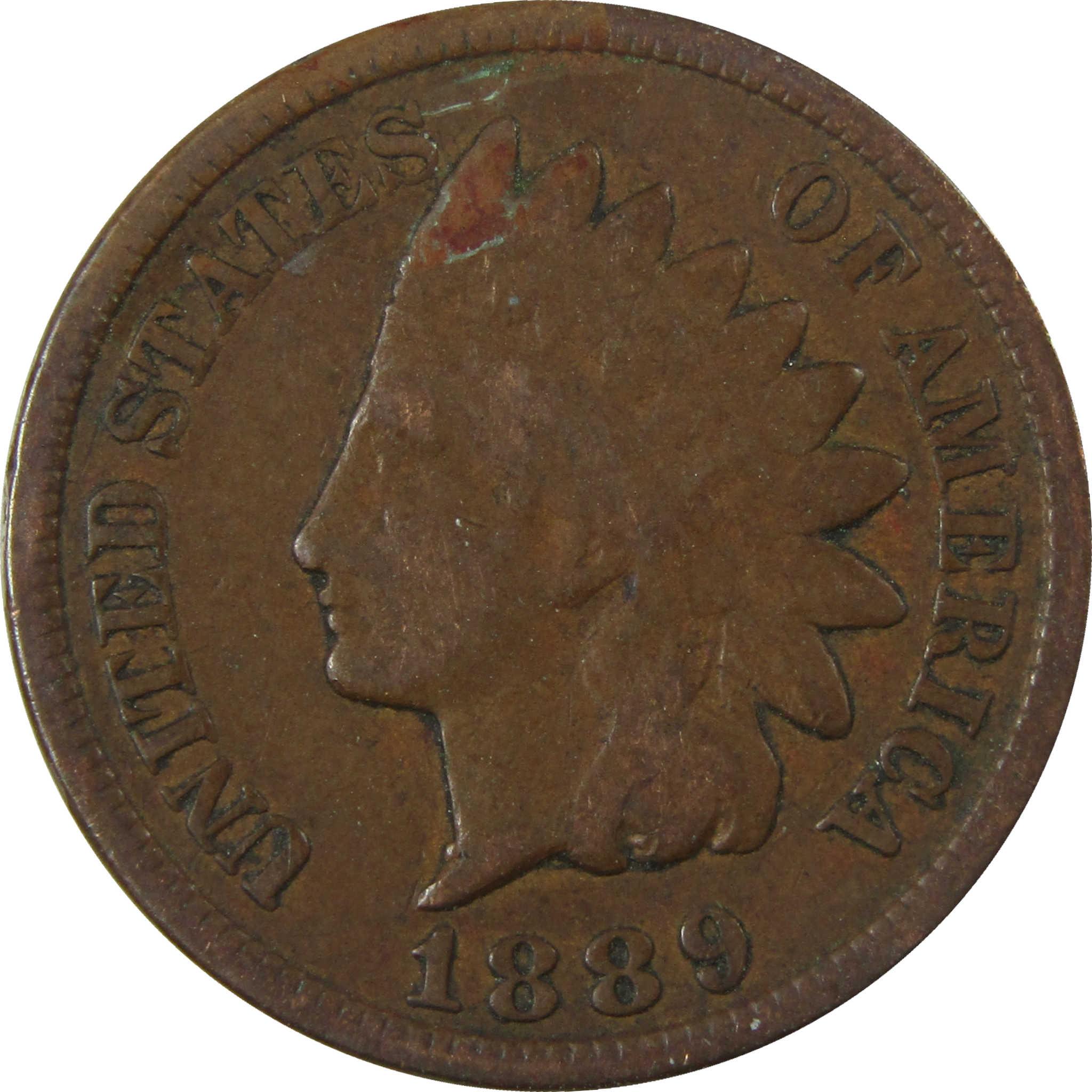 1889 Indian Head Cent VG Very Good Penny 1c Coin SKU:I26943