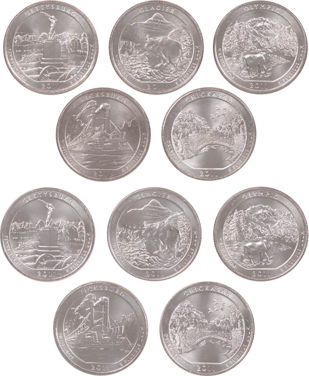 2011 P&D Quarter 10 Coin Set Clad Uncirculated Mint State