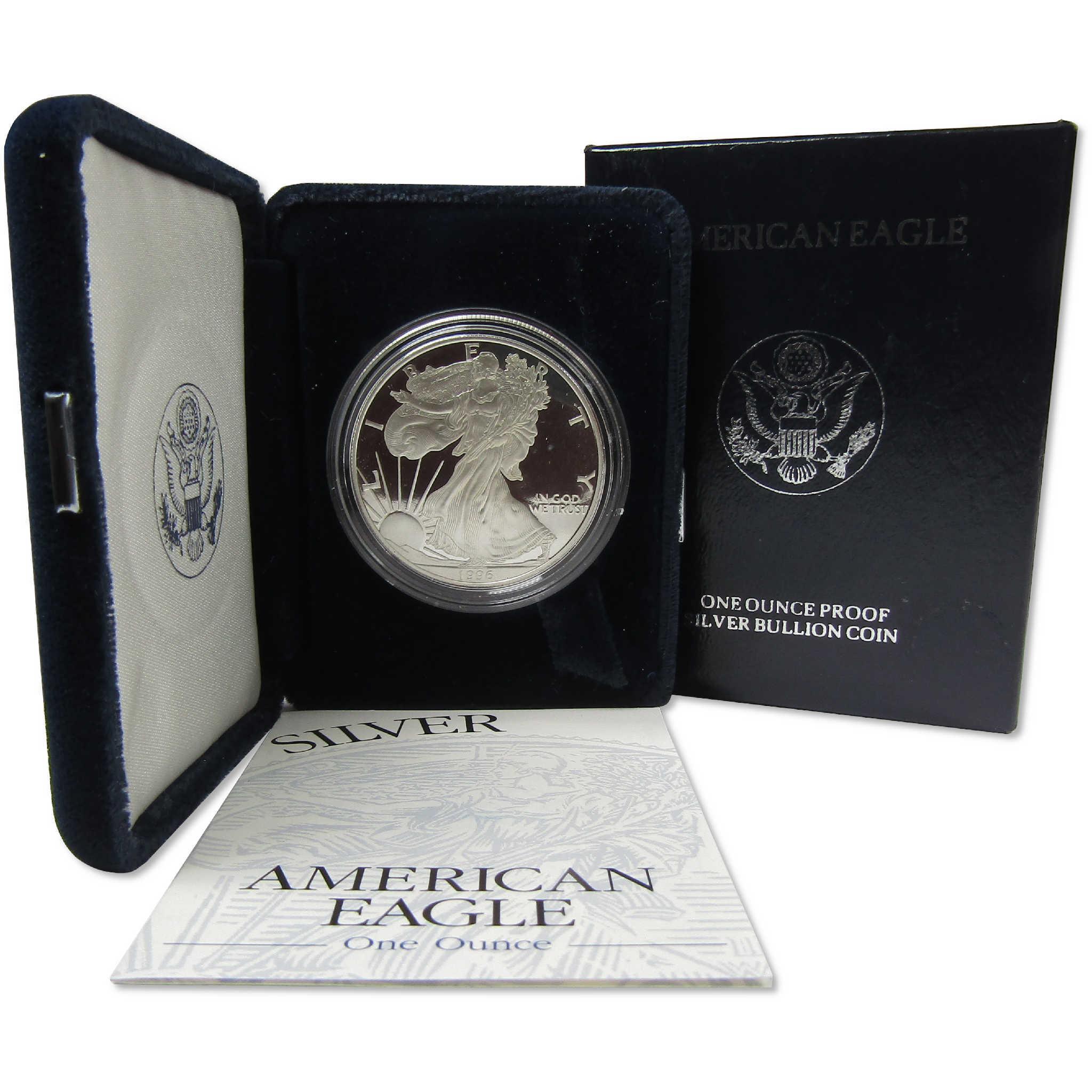 1996 P American Silver Eagle Proof $1 Coin Collectible OGP COA