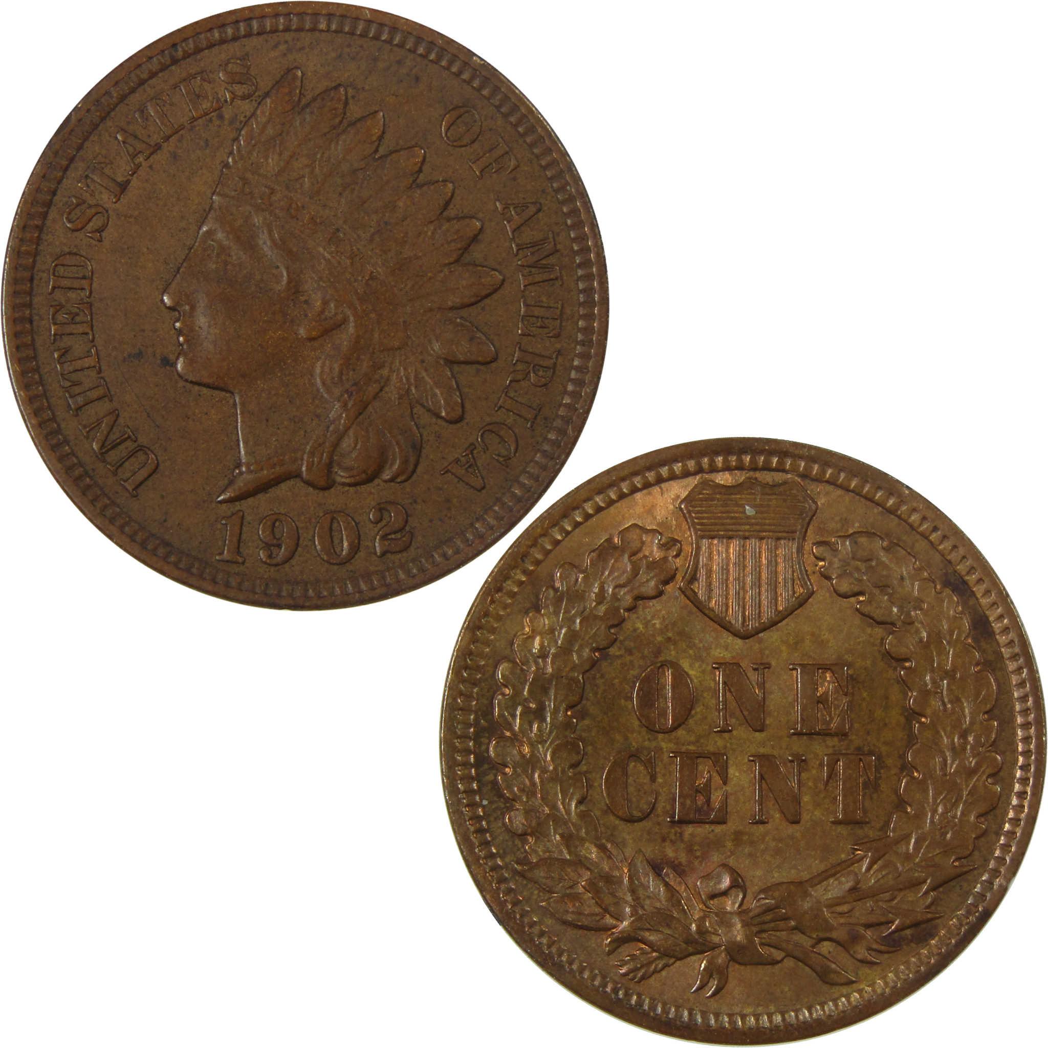 1902 Indian Head Cent AU About Uncirculated Penny 1c Coin SKU:I26934