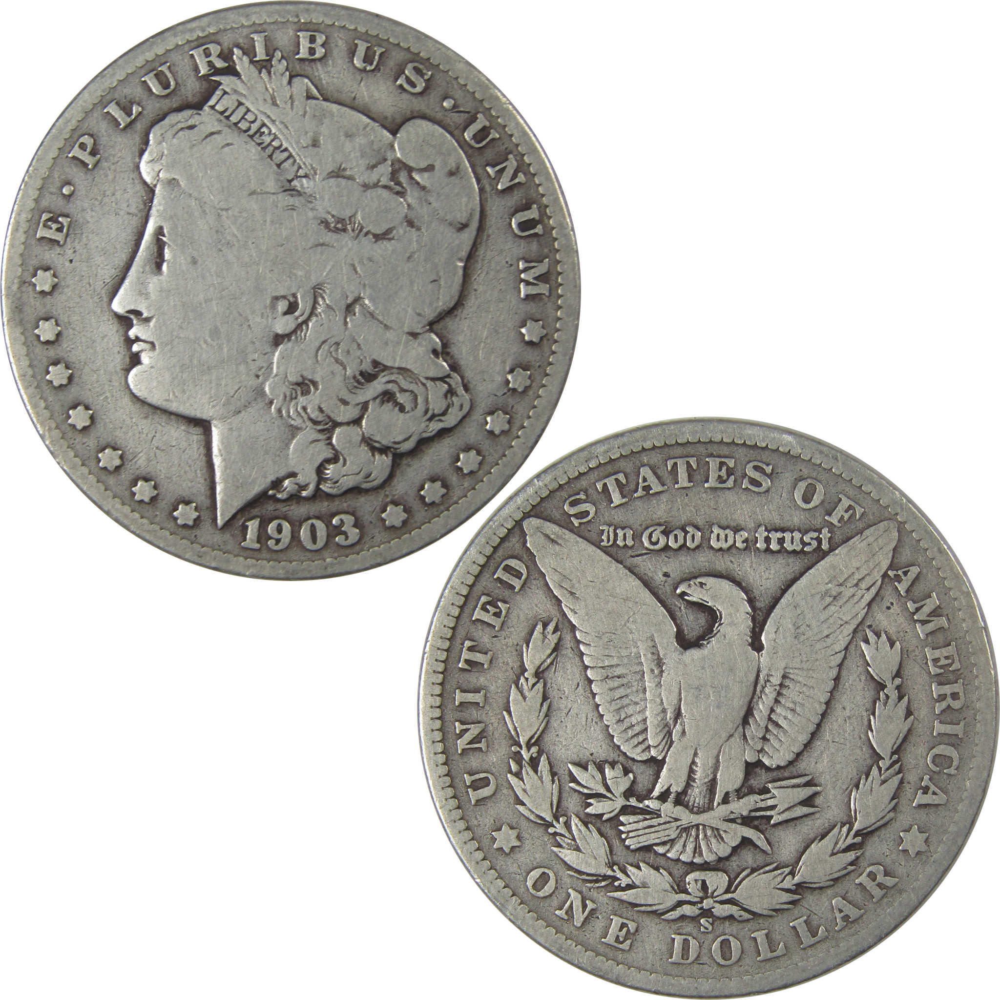 1903 S Morgan Dollar VG Very Good Details Silver $1 Coin SKU:I22818 - Morgan coin - Morgan silver dollar - Morgan silver dollar for sale - Profile Coins & Collectibles