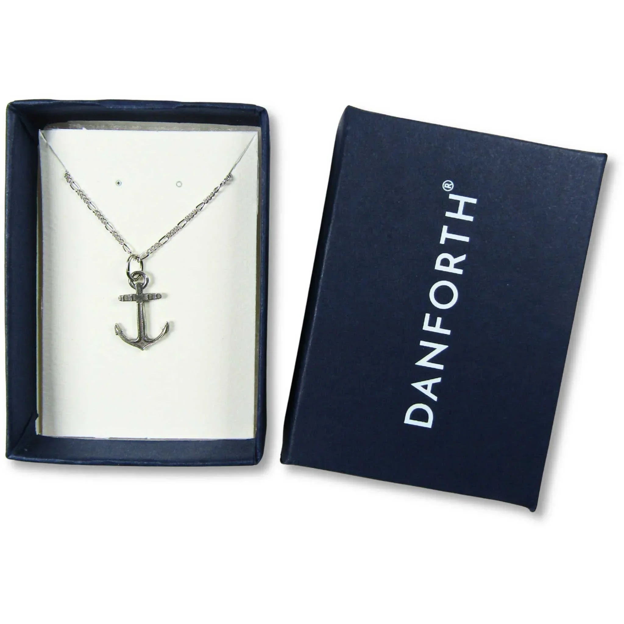 Anchor Pewter Pendant Necklace with Sterling Silver Chain