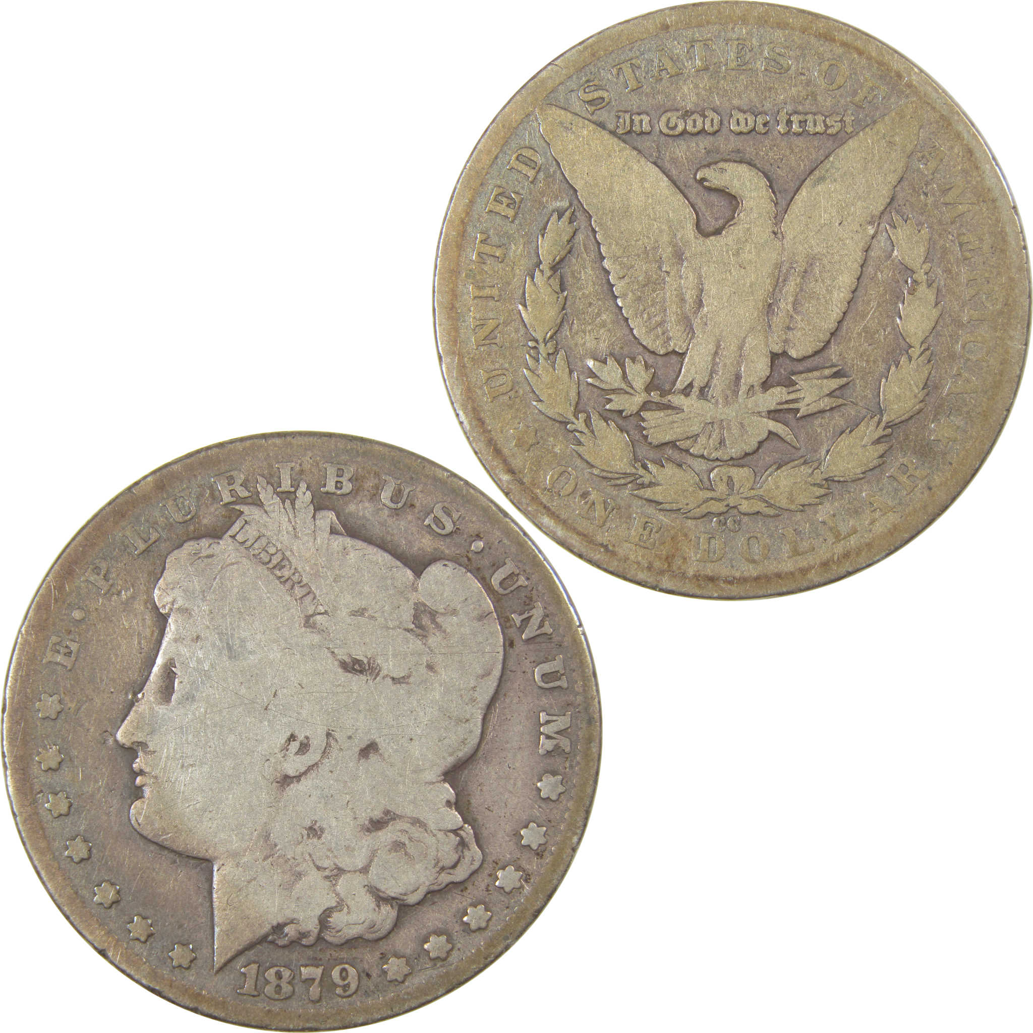 1879 CC Morgan Dollar VG Very Good Silver $1 Coin SKU:I23828 - Morgan coin - Morgan silver dollar - Morgan silver dollar for sale - Profile Coins & Collectibles