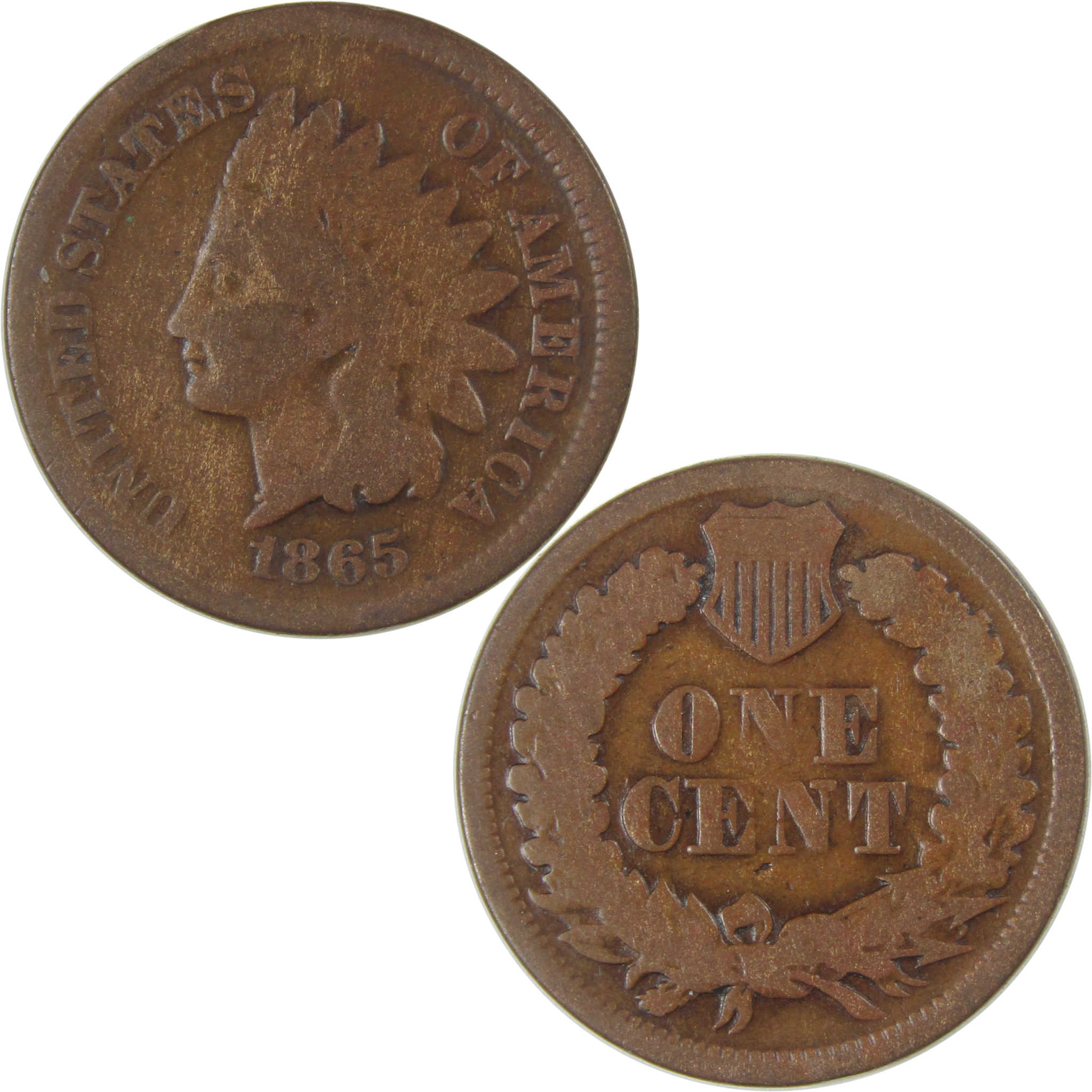 1865 Fancy 5 Indian Head Cent G Good Penny 1c Coin SKU:CP22