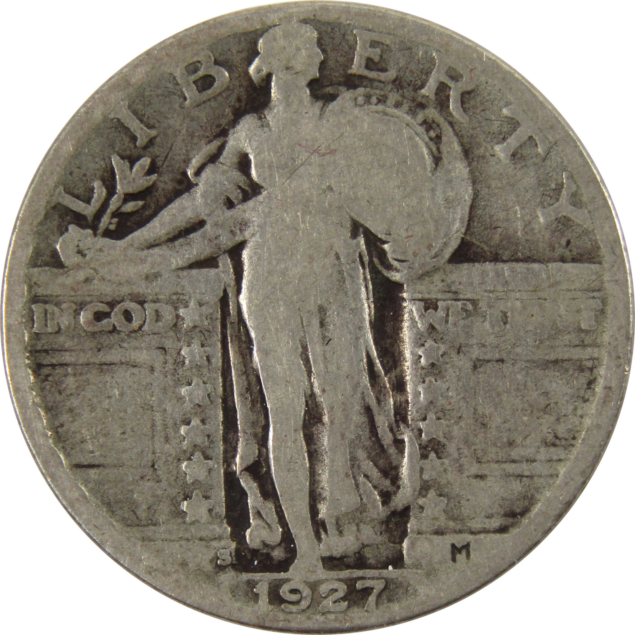 1927 S Standing Liberty Quarter G Good 90% Silver 25c Coin SKU:I9914