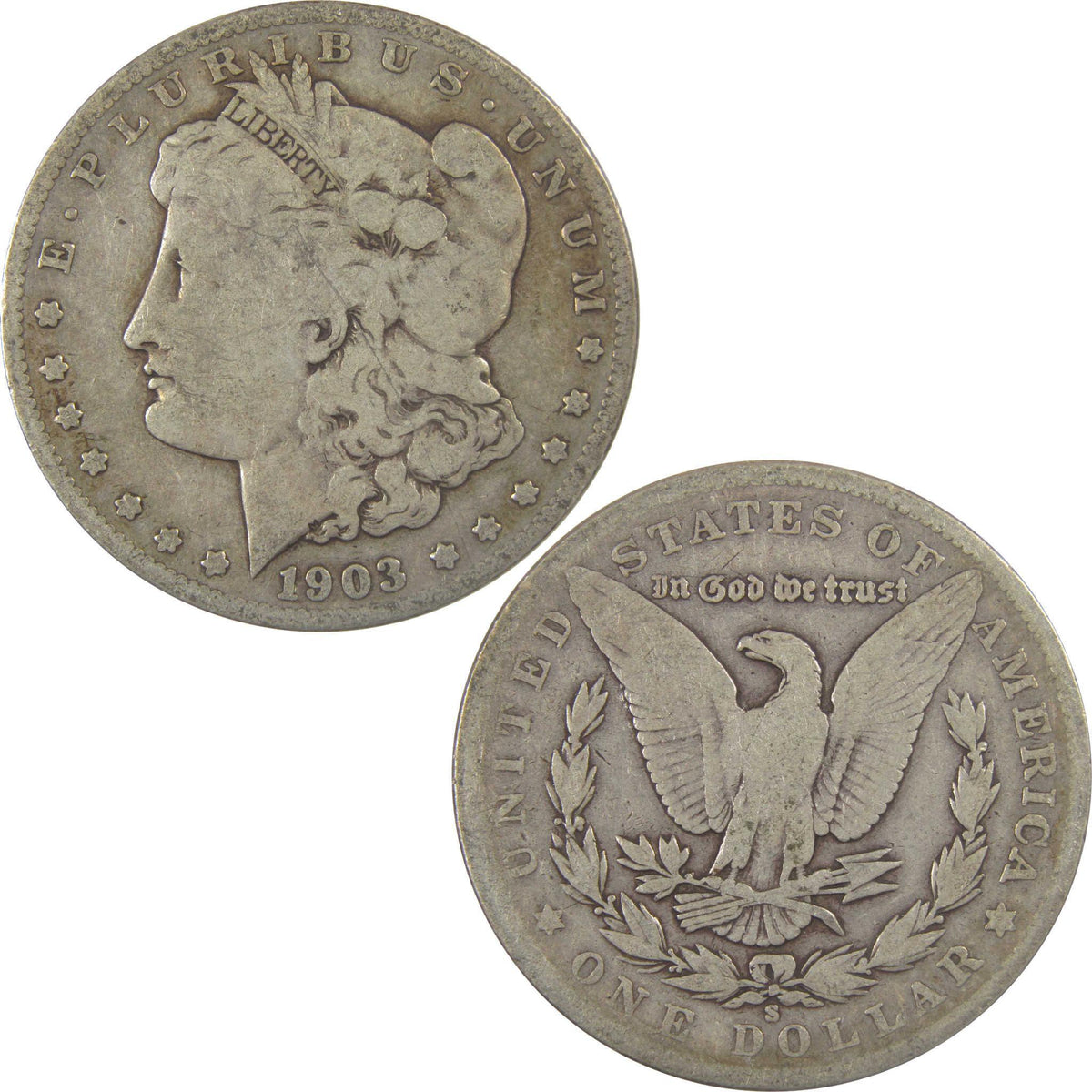 1903 S Morgan Silver Dollar VG Very Good $1 Coin SKU:I24602 - Morgan coin - Morgan silver dollar - Morgan silver dollar for sale - Profile Coins & Collectibles