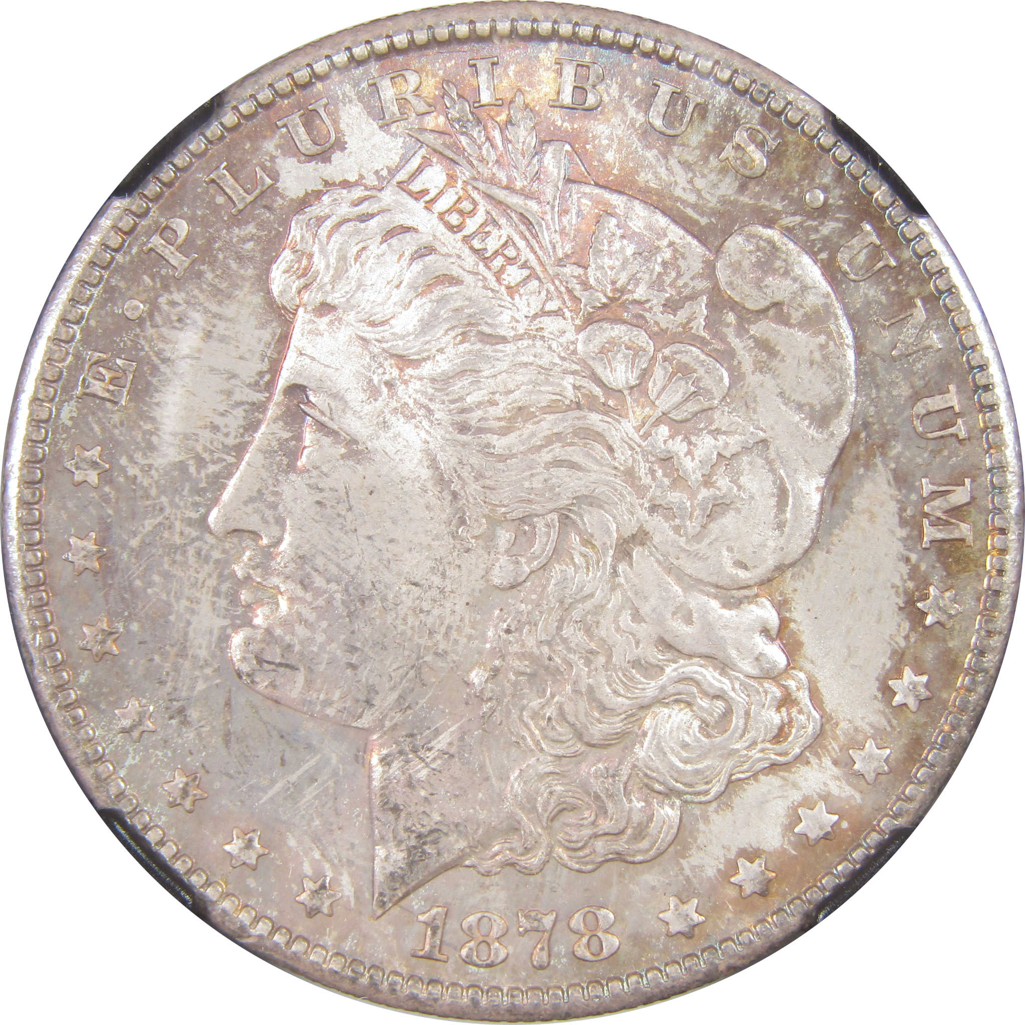1878 S Morgan Dollar MS 64 NGC Silver Bag Fragment Toned SKU:I18300