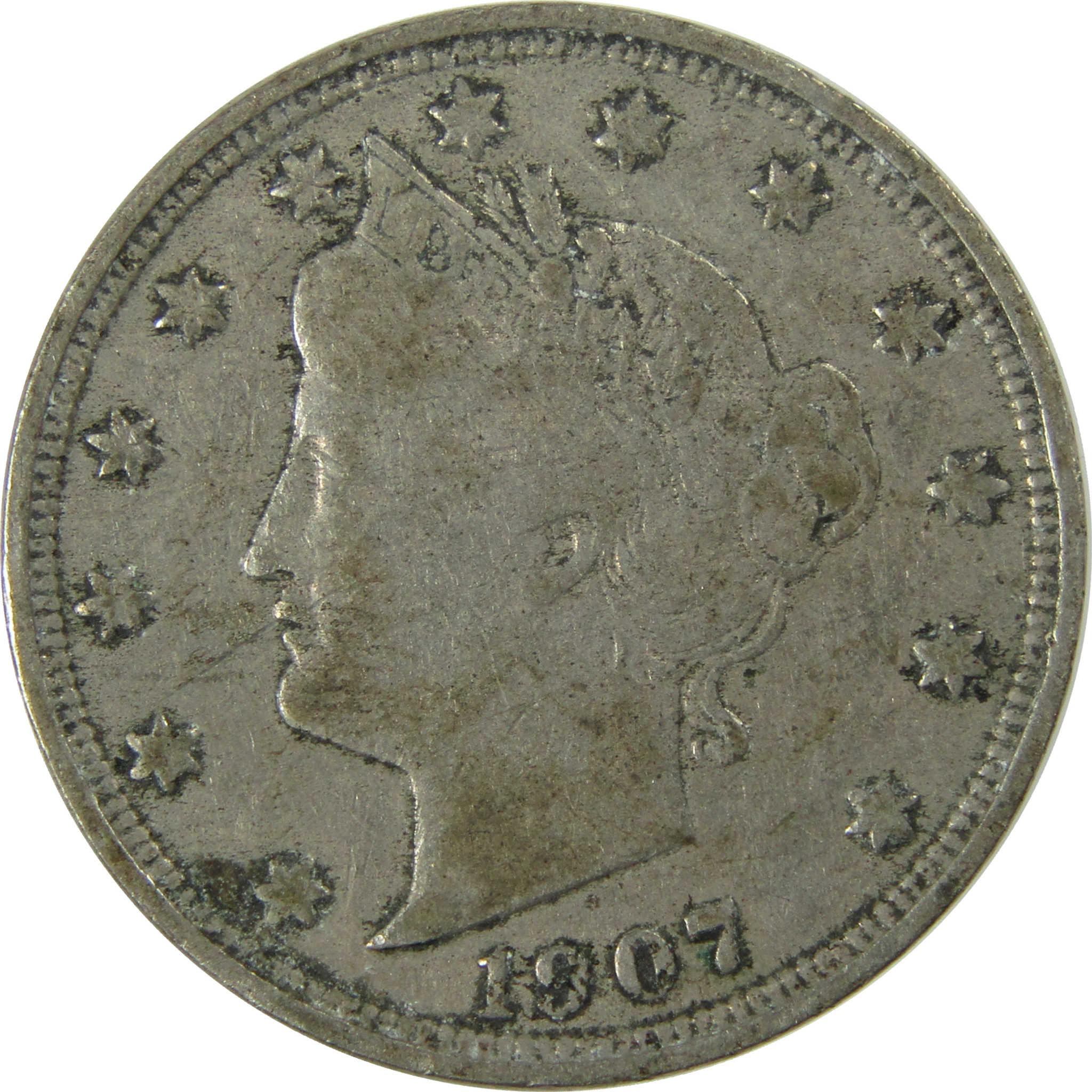 1907 Liberty Head V Nickel F Fine 5c Coin Collectible SKU:I26922