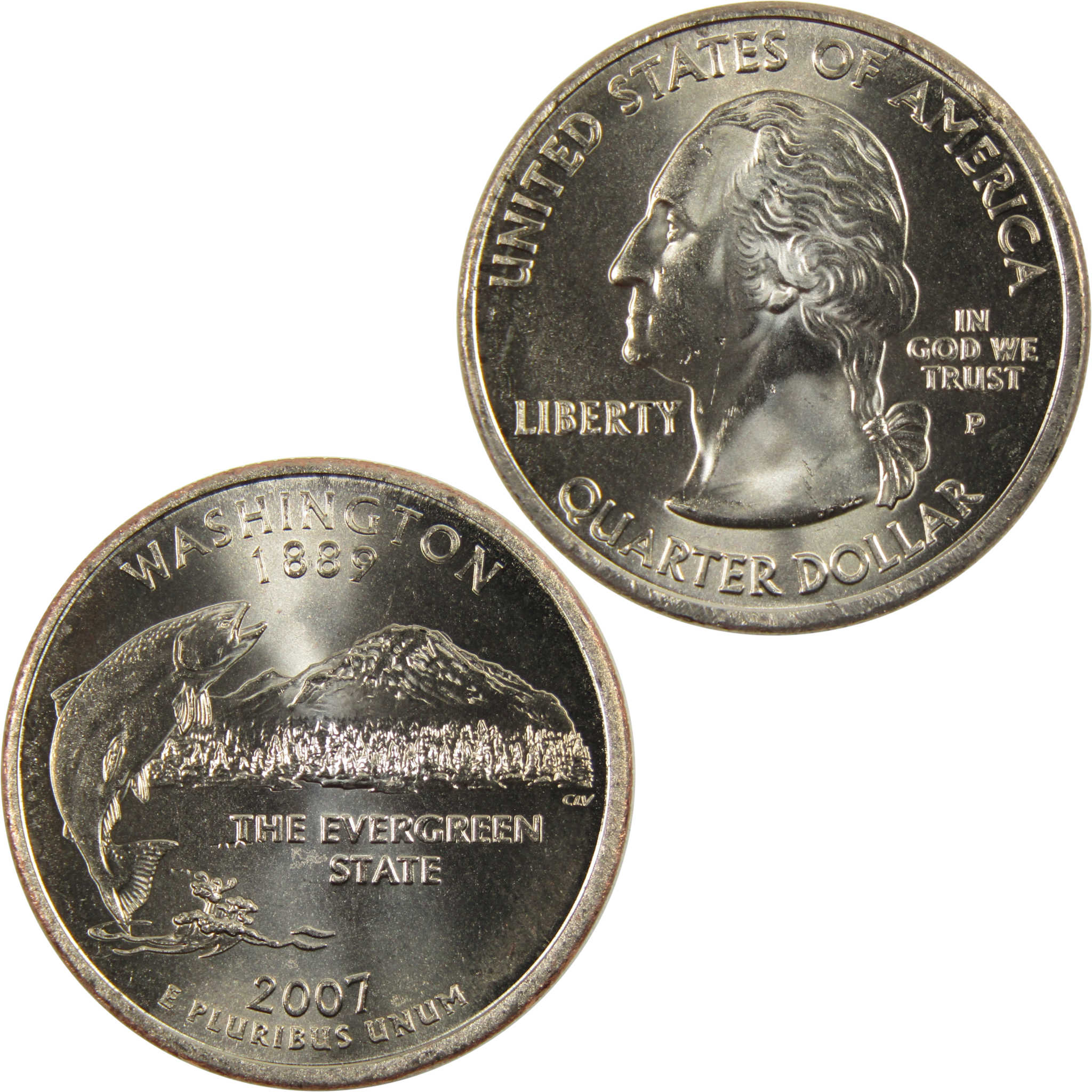 2007 P Washington State Quarter BU Uncirculated Clad 25c Coin