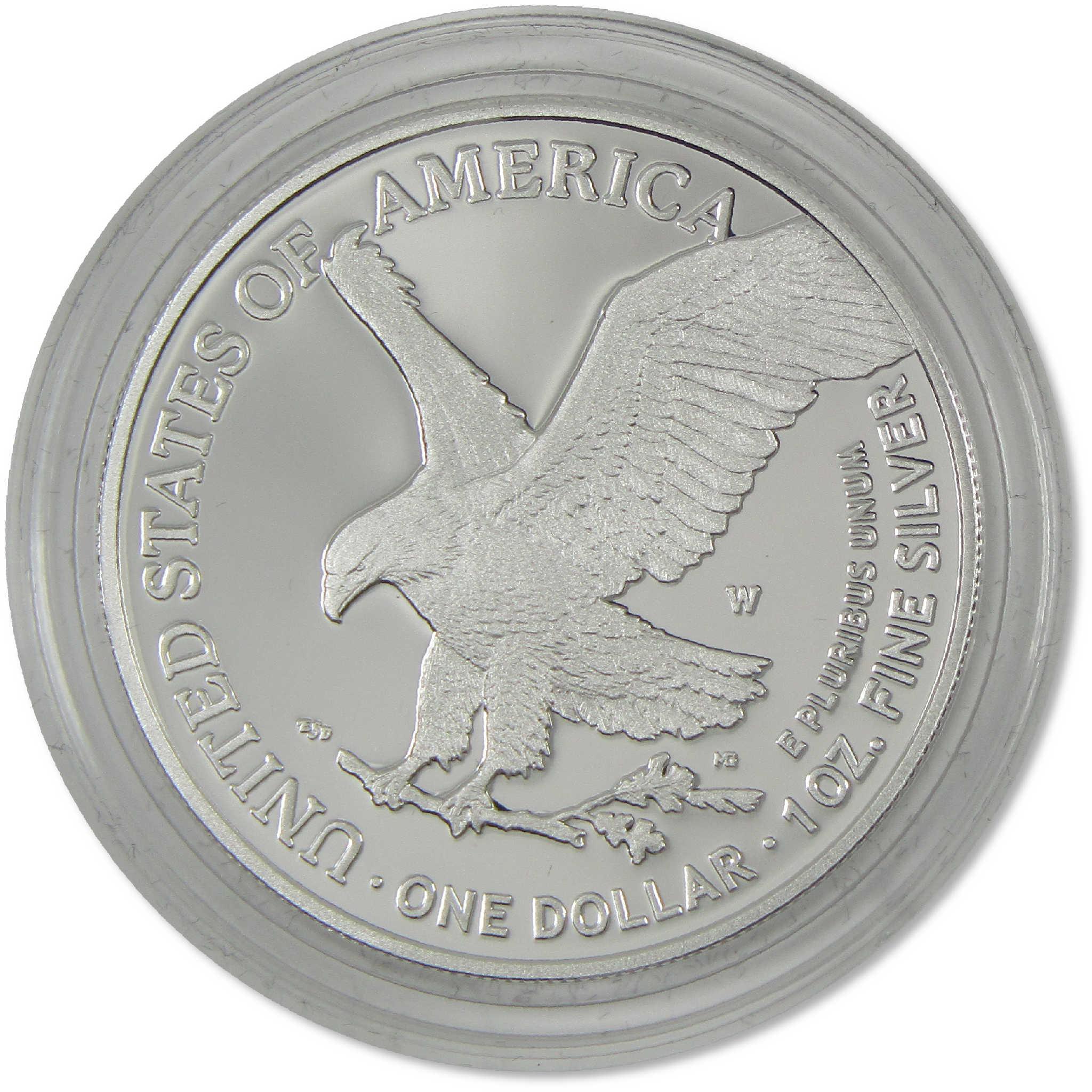 2021 W Type 2 American Silver Eagle Proof Bullion $1 Coin OGP COA