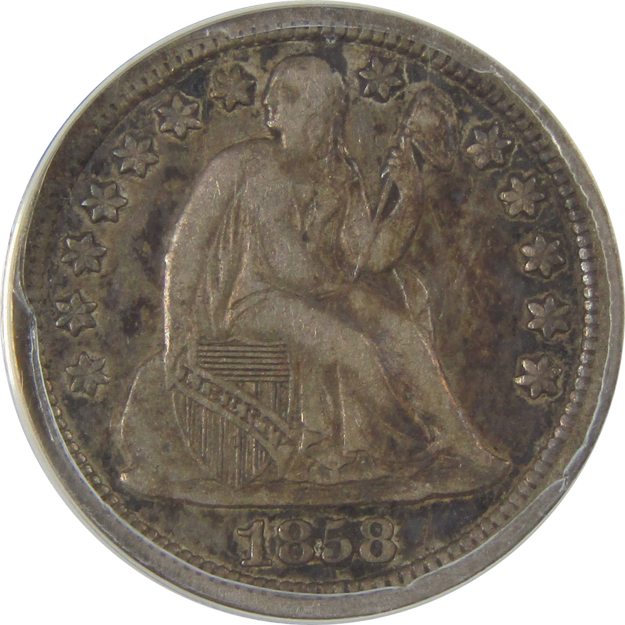 1858 S Seated Liberty Dime VF 35 ANACS Silver 10c Coin SKU:I20784