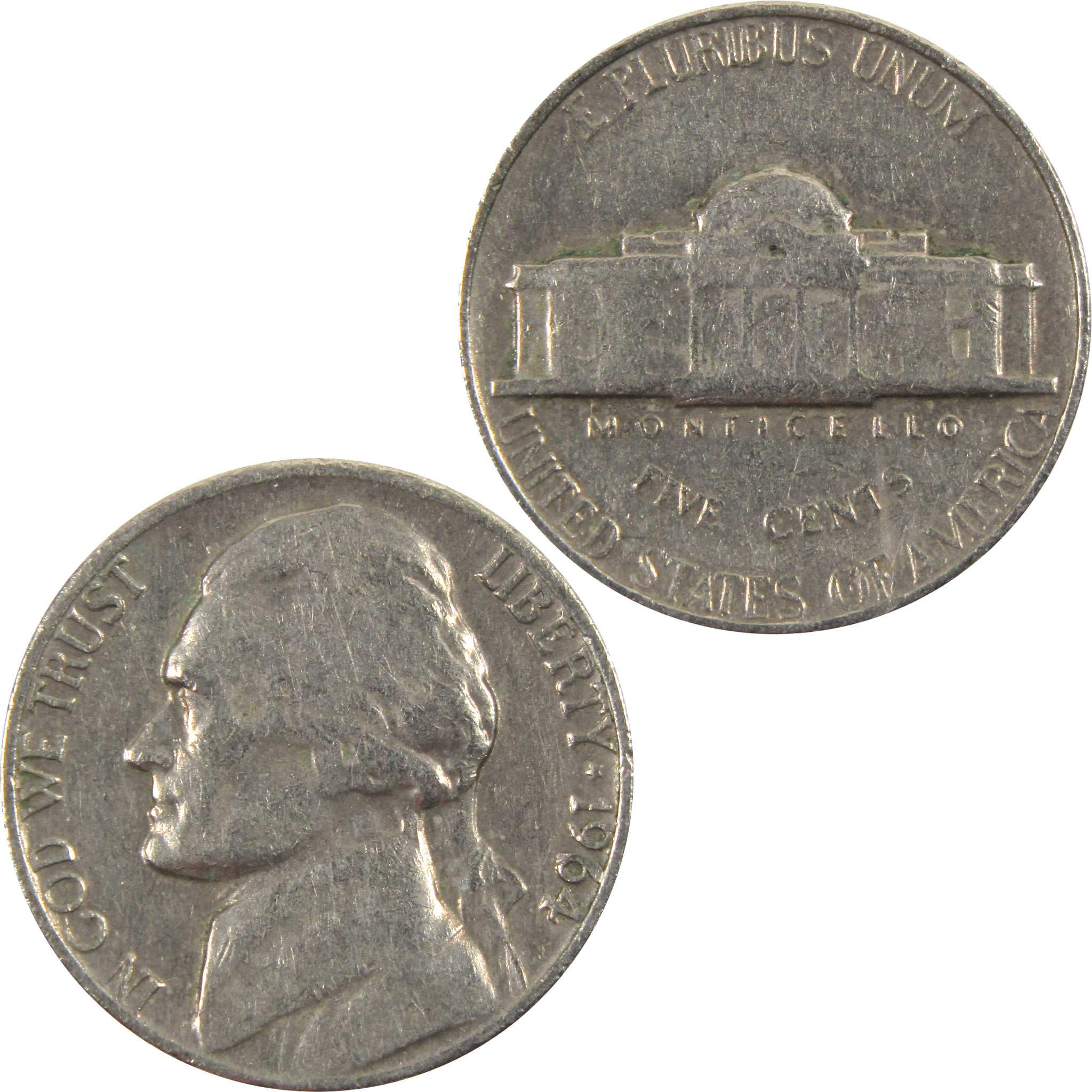 1964 Jefferson Nickel AG About Good 5c Coin