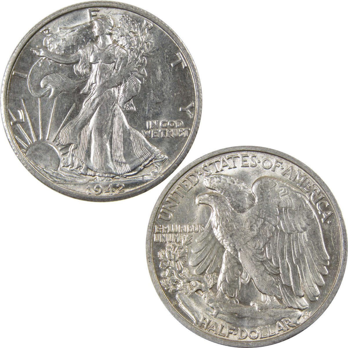 1942 S Liberty Walking Silver 50c Borderline Uncirculated SKU:I28660
