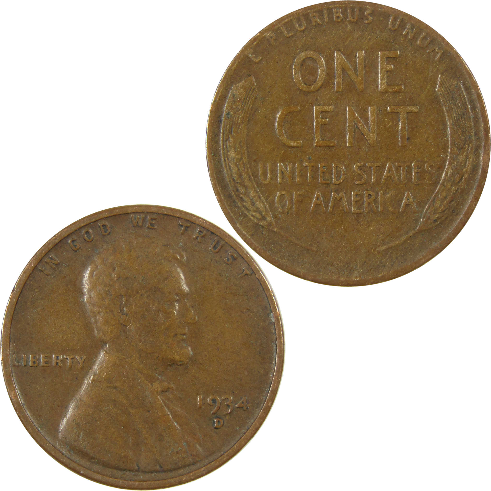 1934 D Lincoln Wheat Cent F Fine Penny 1c Coin Collectible SKU:I26791