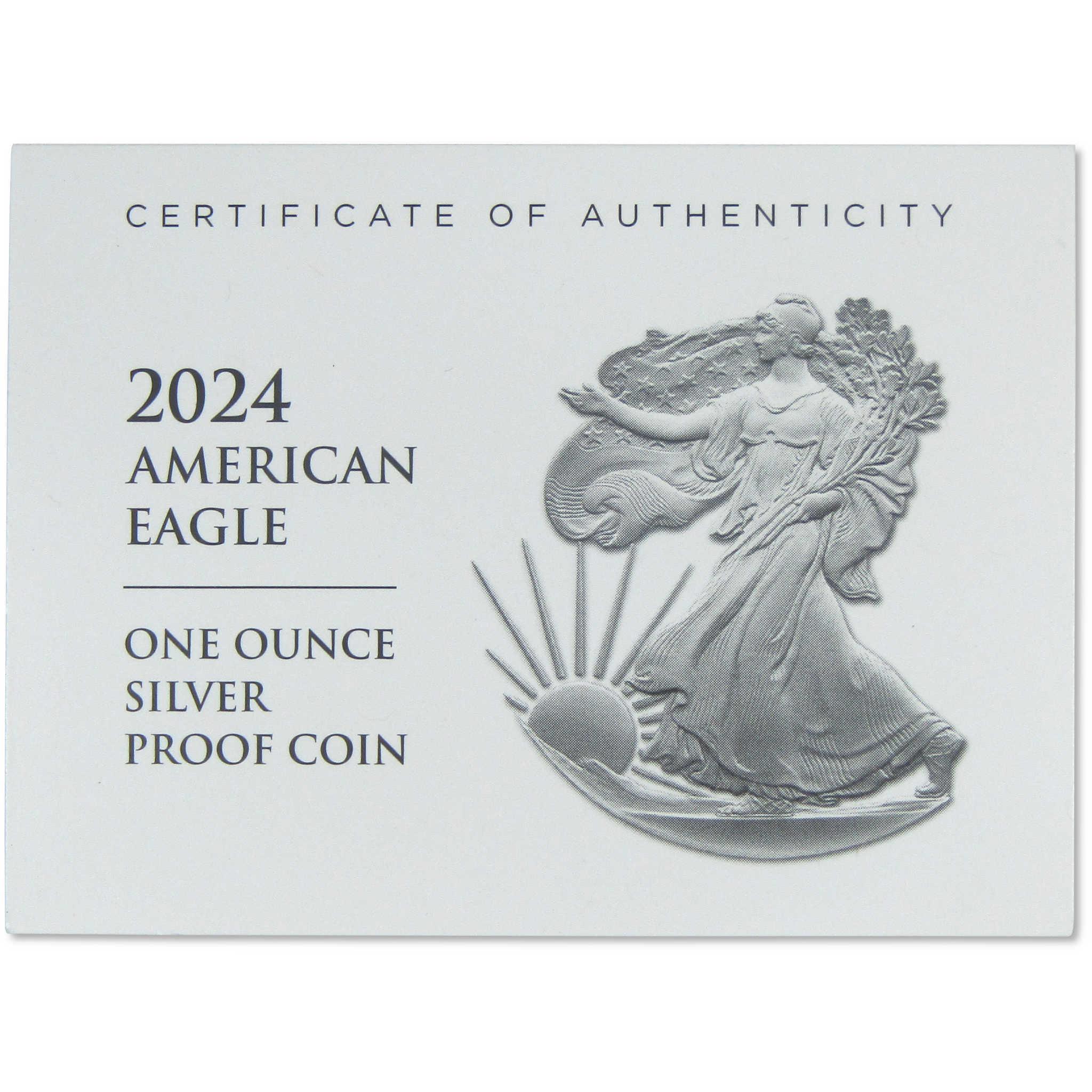 2024 S American Silver Eagle Proof $1 Coin Collectible OGP COA