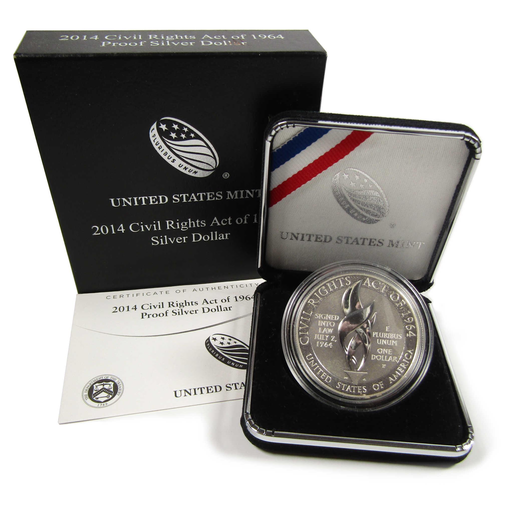 2014 P Civil Rights Act of 1964 Commemorative Silver Dollar Proof OGP