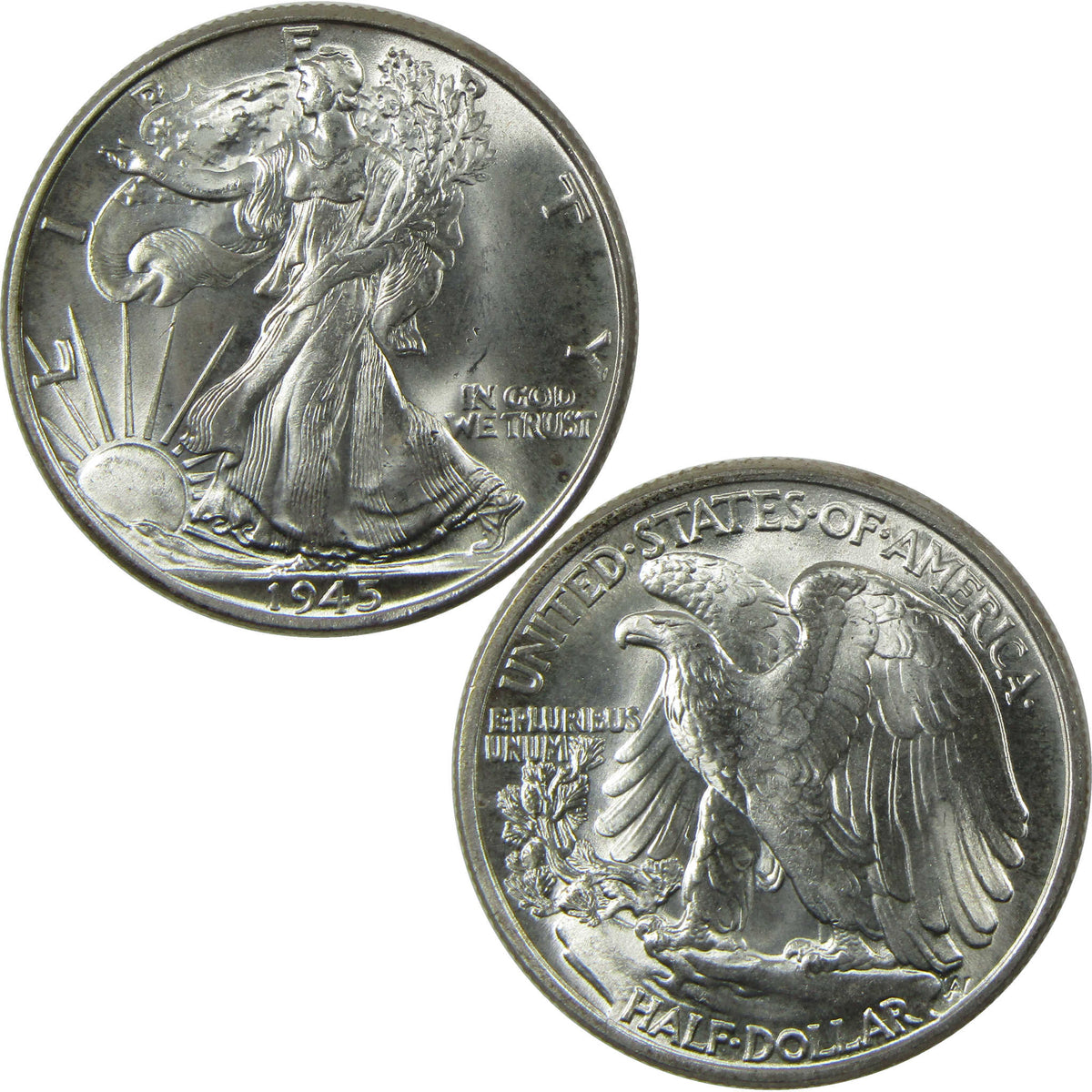 1945 Liberty Walking Silver Half Dollar BU Choice Uncirculated Coin