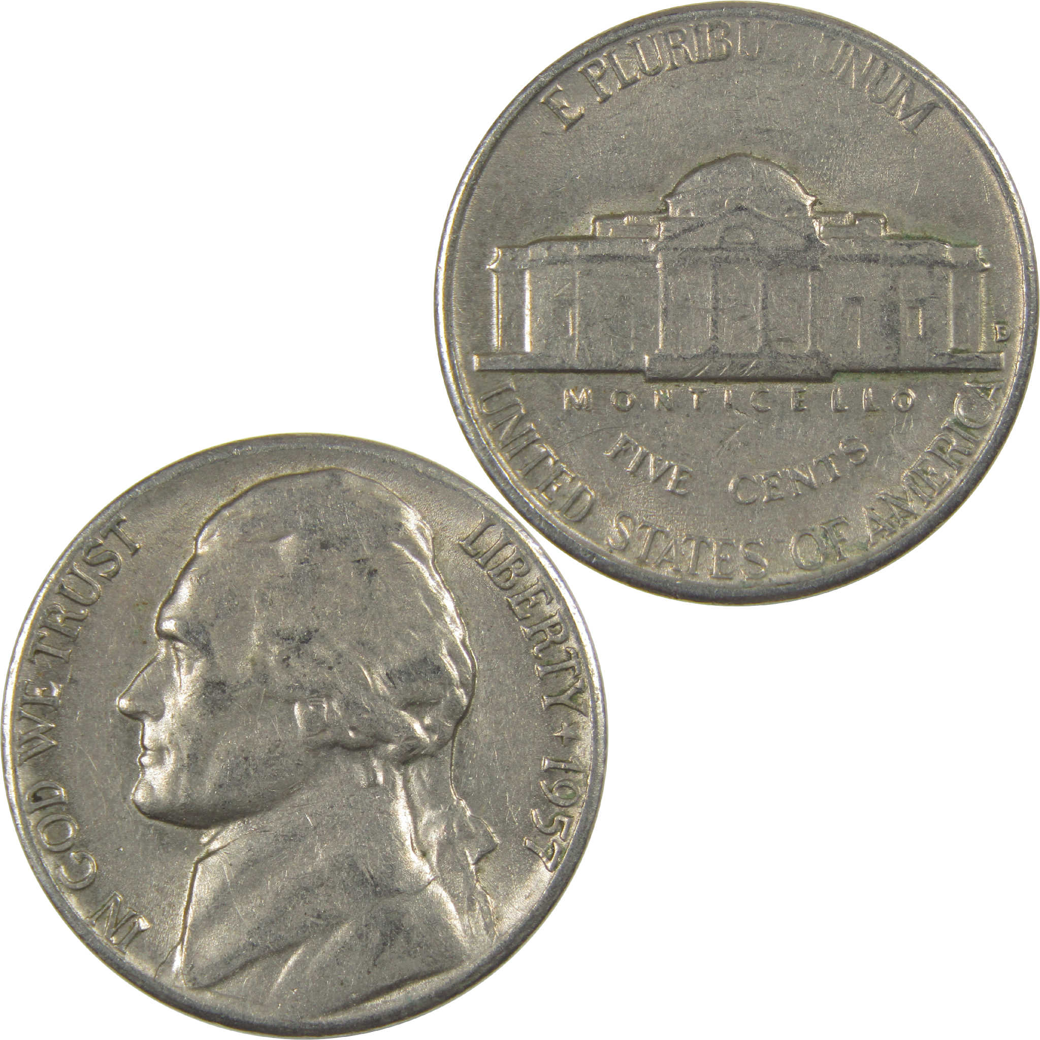 1957 D Jefferson Nickel Circulated 5c Coin Collectible