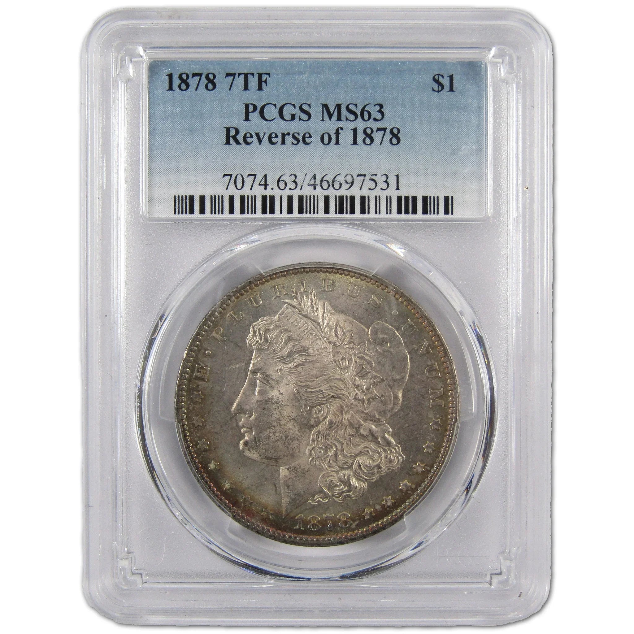 1878 Morgan silver dollar graded PCGS MS63, certified collectible coin in holder