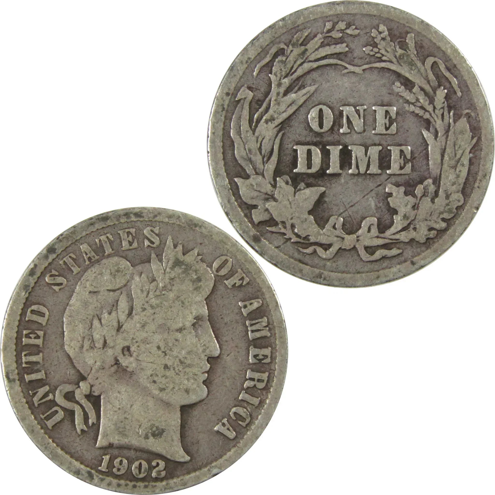 1902 Barber Silver Dime AG About Good 10c Coin Collectible SKU:CP719