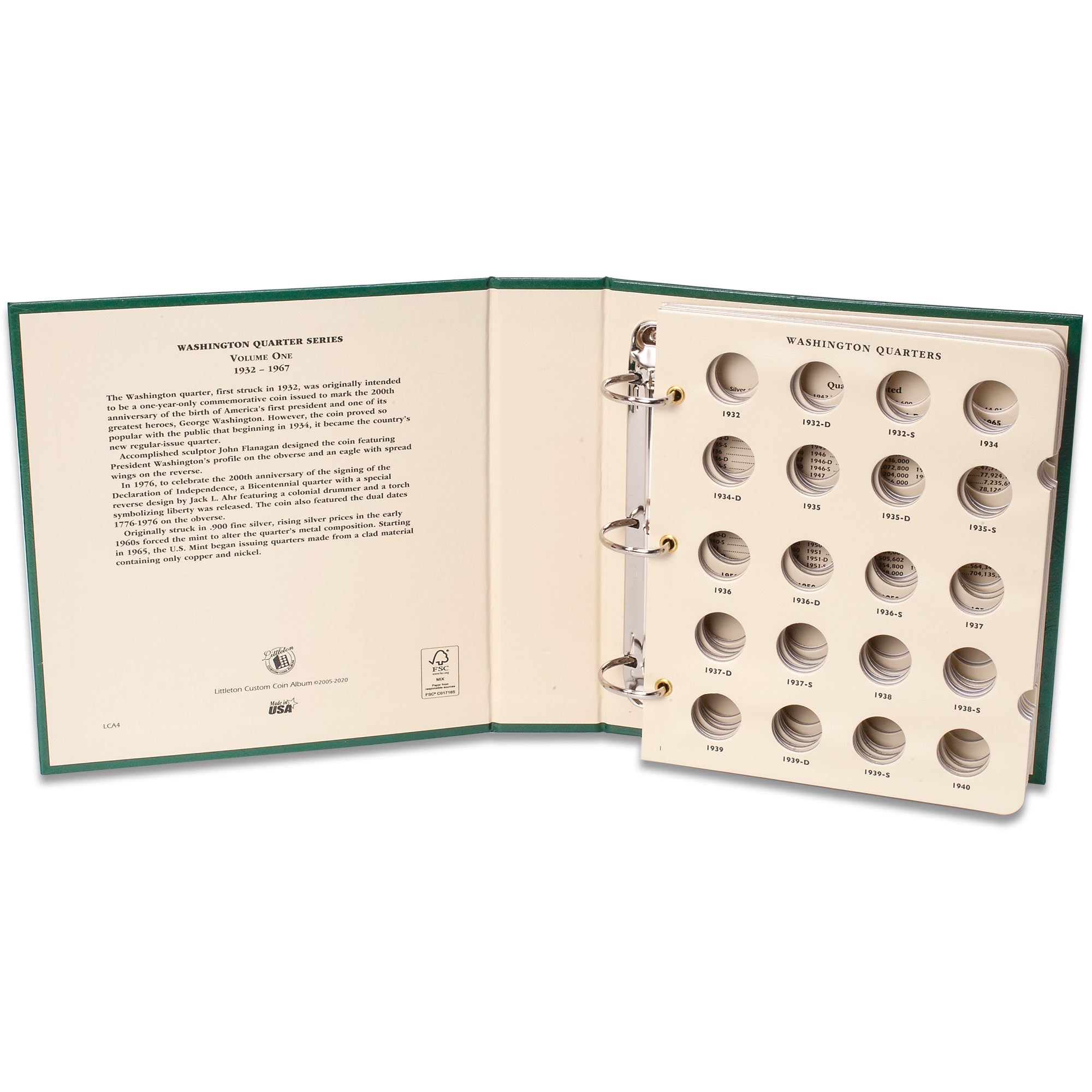 1932-1967 Washington Quarter Coin Album Volume 1 Littleton Coin