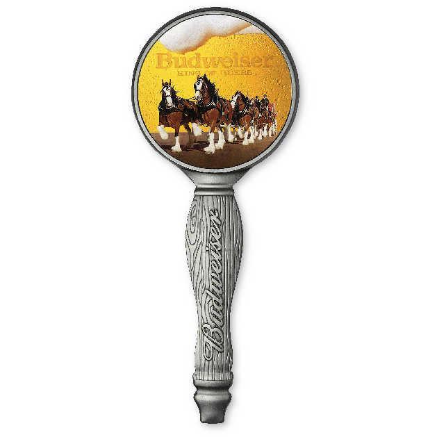 Budweiser Clydesdales White Brass Tap Handle Bar Collectible